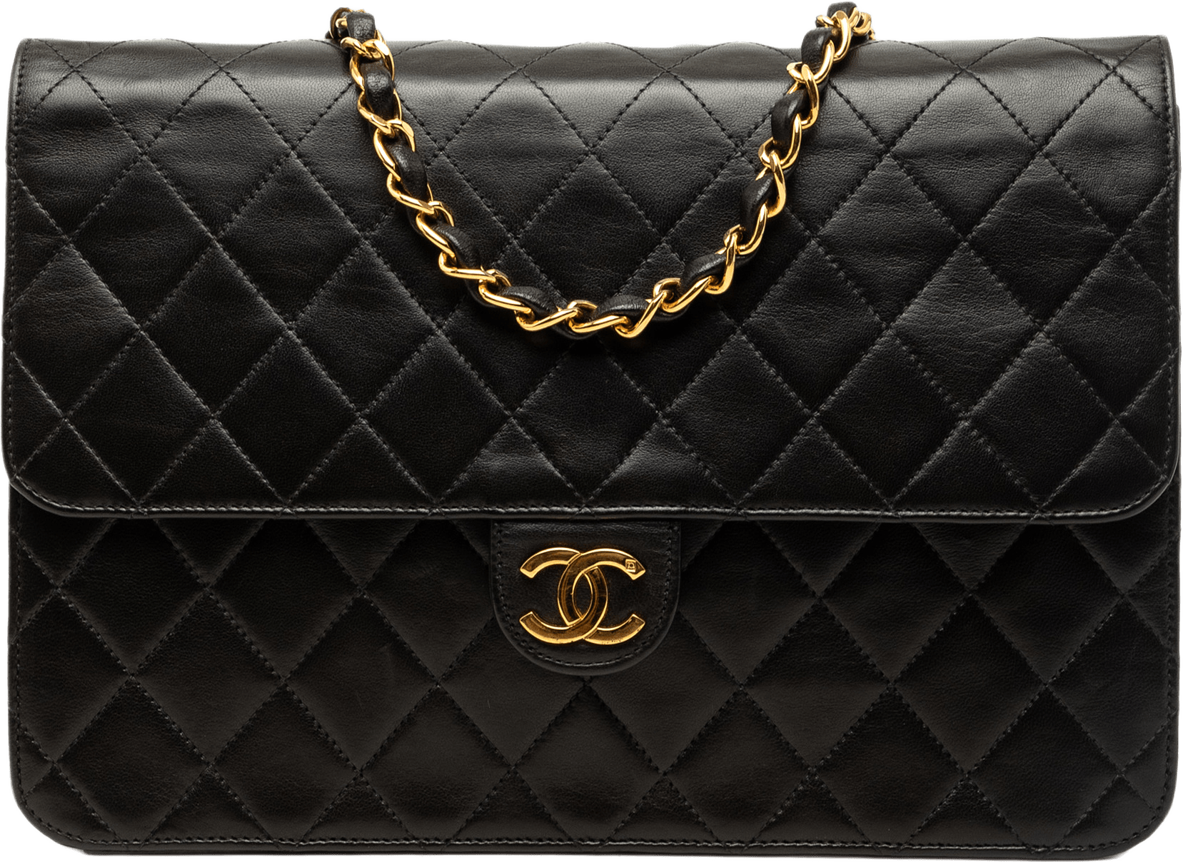 Chanel Medium Cc Quilted Lambskin Single Flap, från Luxclusif, i färgen svart.