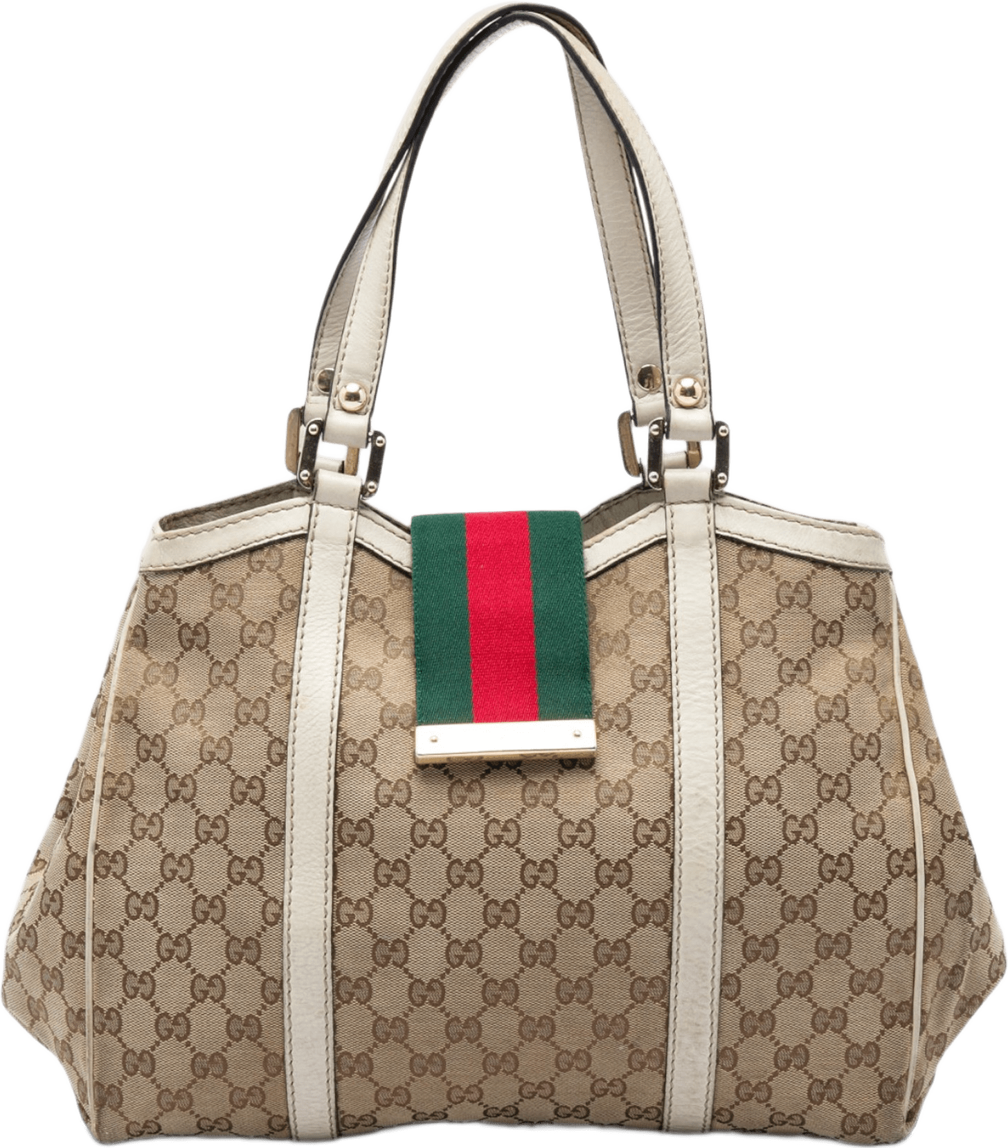 Gucci Gg Canvas Web New Ladies Tote, från Luxclusif, i färgen vit.