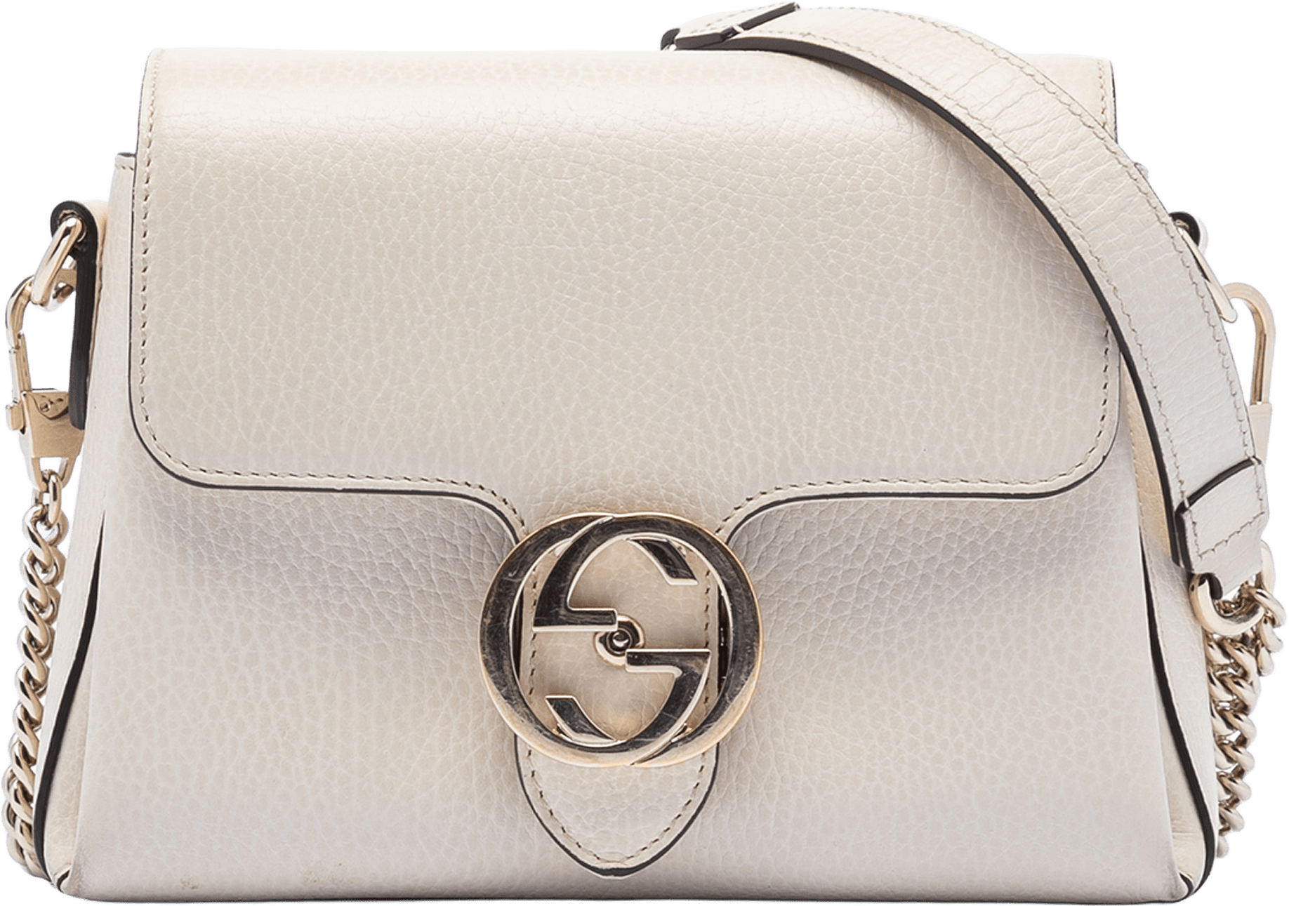 Gucci Small Dollar Calfskin Interlocking G Crossbody, från Luxclusif, i färgen ivory.
