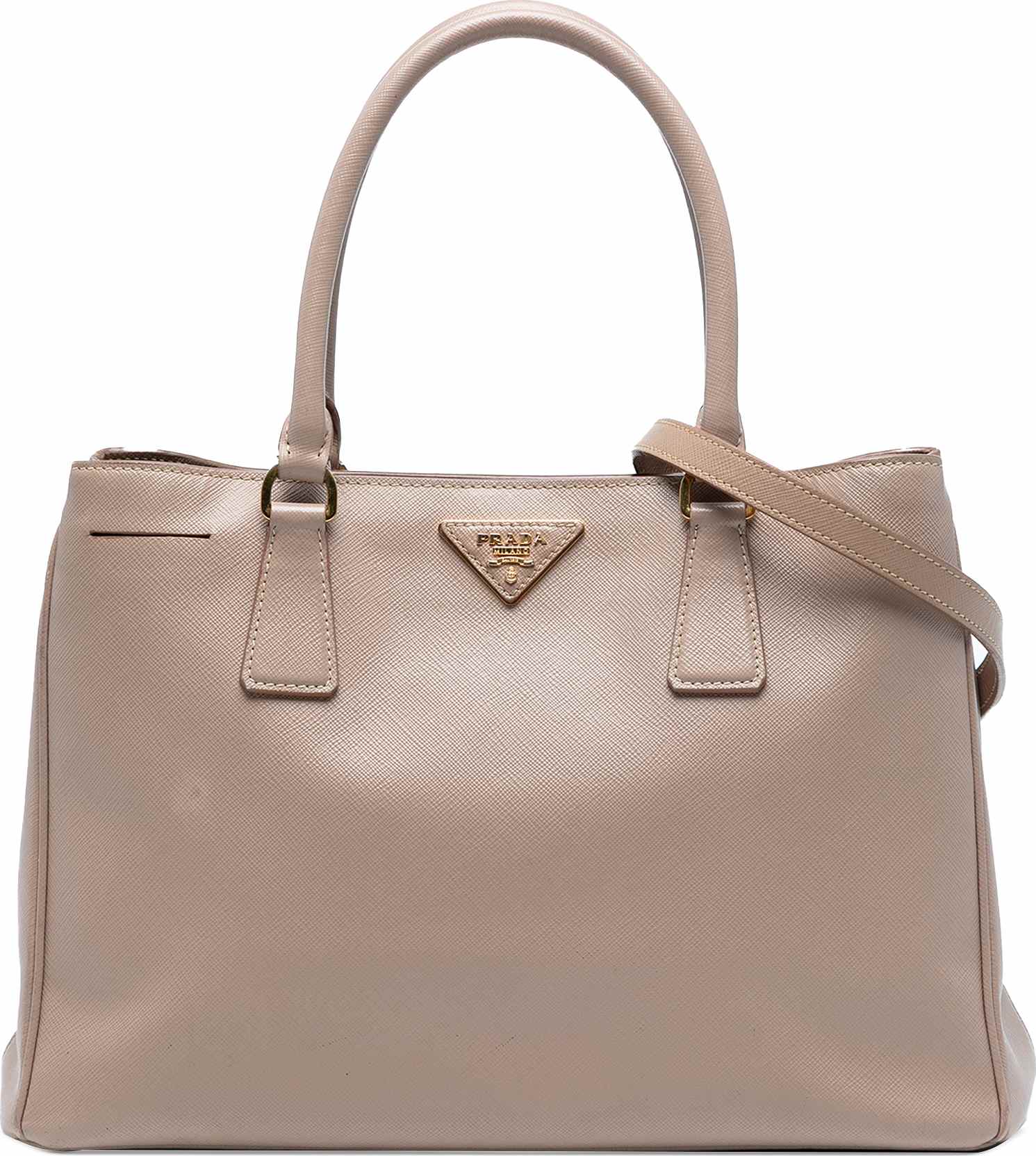 Prada Medium Saffiano Lux Galleria Satchel, från Luxclusif, i färgen beige.