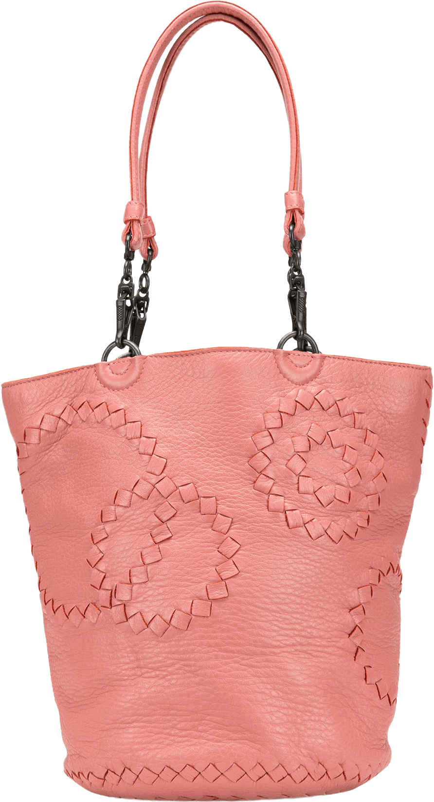 Bottega Veneta Small Intrecciato Trimmed Cervo Bucket Bag, från Luxclusif, i färgen blush.