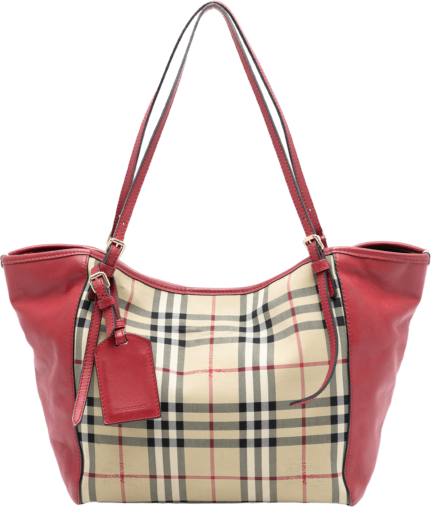 Burberry Small Haymarket Check Canvas And Leather Canterbury Tote, från Luxclusif, i färgen beige.