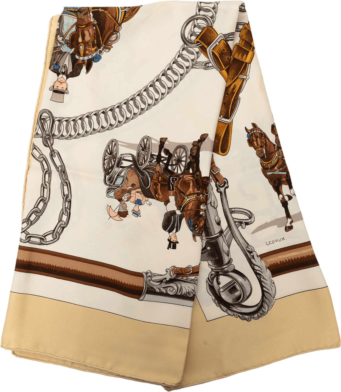 Hermès Equipages Silk Scarf 90, från Luxclusif, i färgen white.