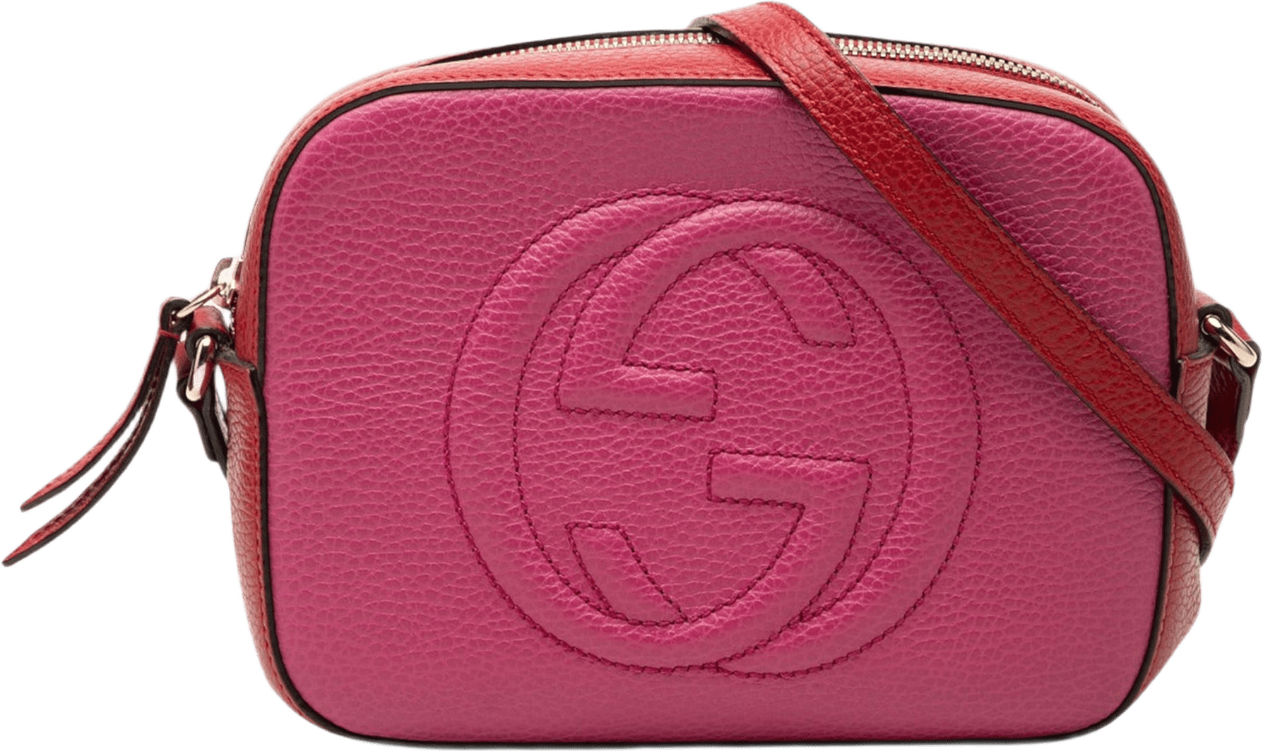 Gucci Small Bicolor Leather Soho Disco Crossbody, från Luxclusif, i färgen rosa.