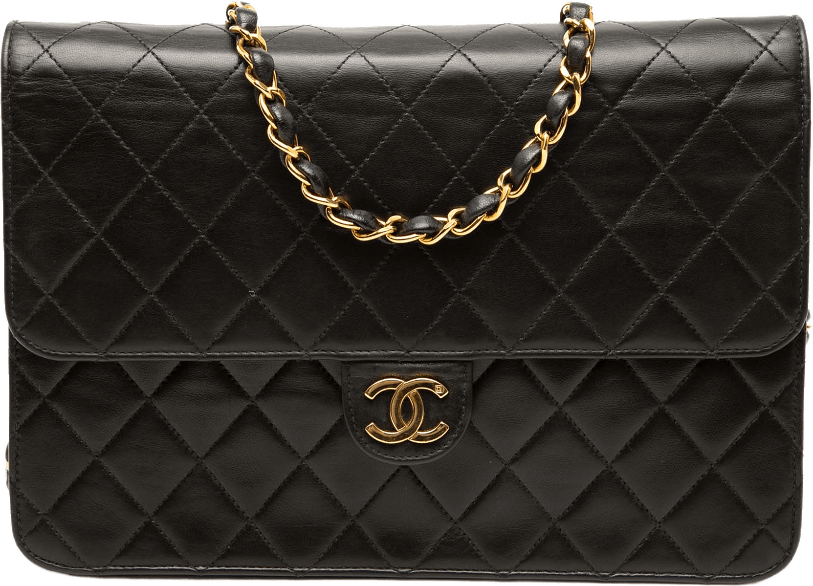 Chanel Medium Cc Quilted Lambskin Single Flap, från Luxclusif, i färgen black.