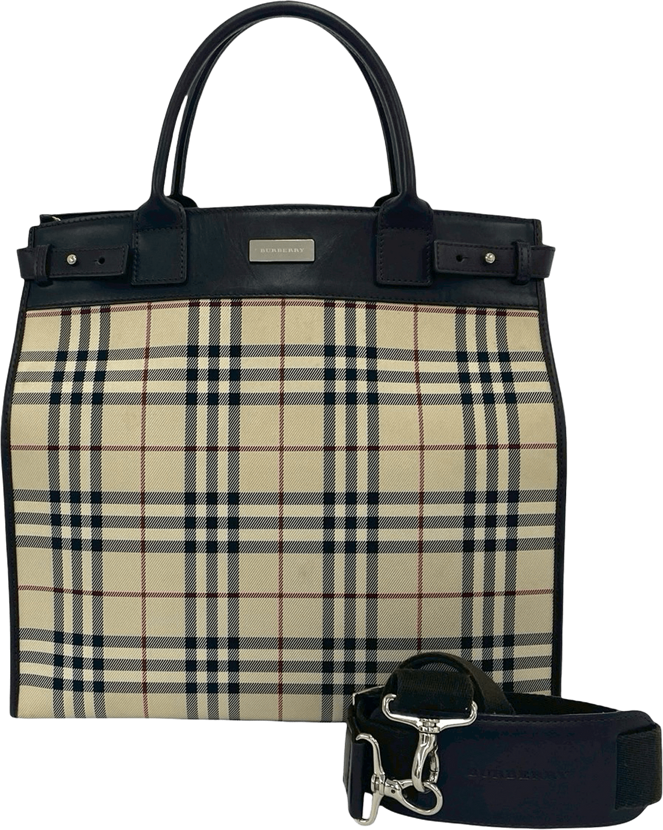 Burberry House Check Canvas Tote, från Luxclusif, i färgen beige.