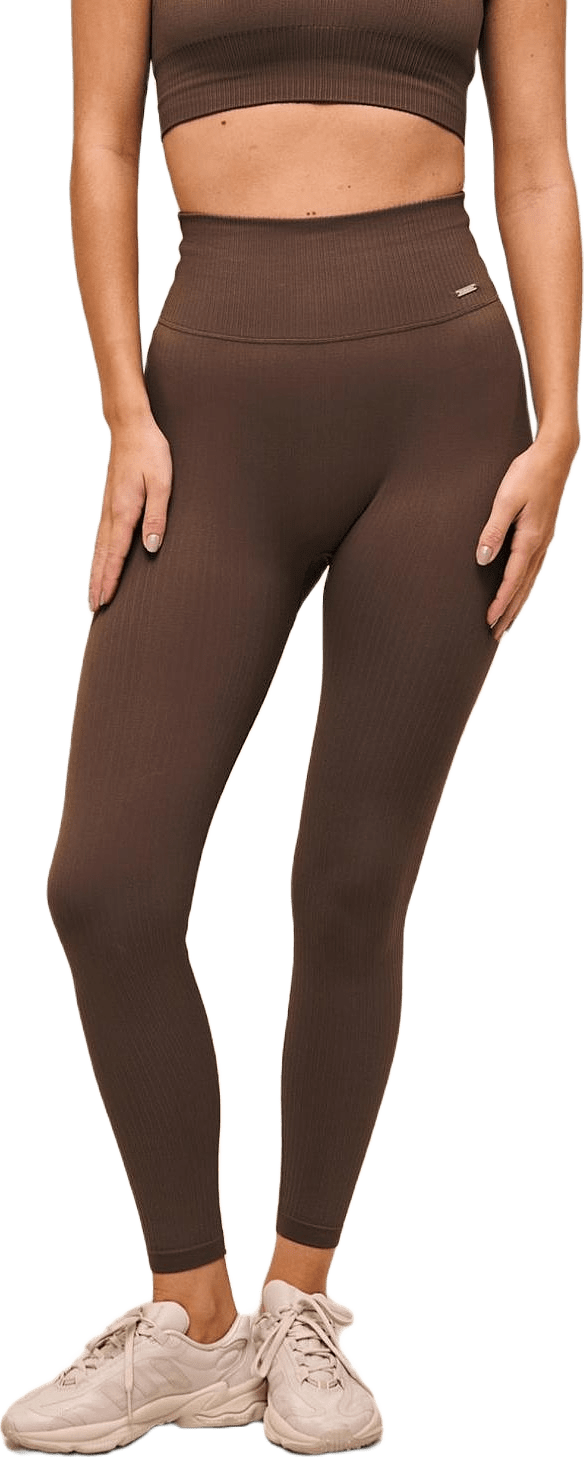 Ribbed Seamless Tights, från aim'n, i färgen macchiato.