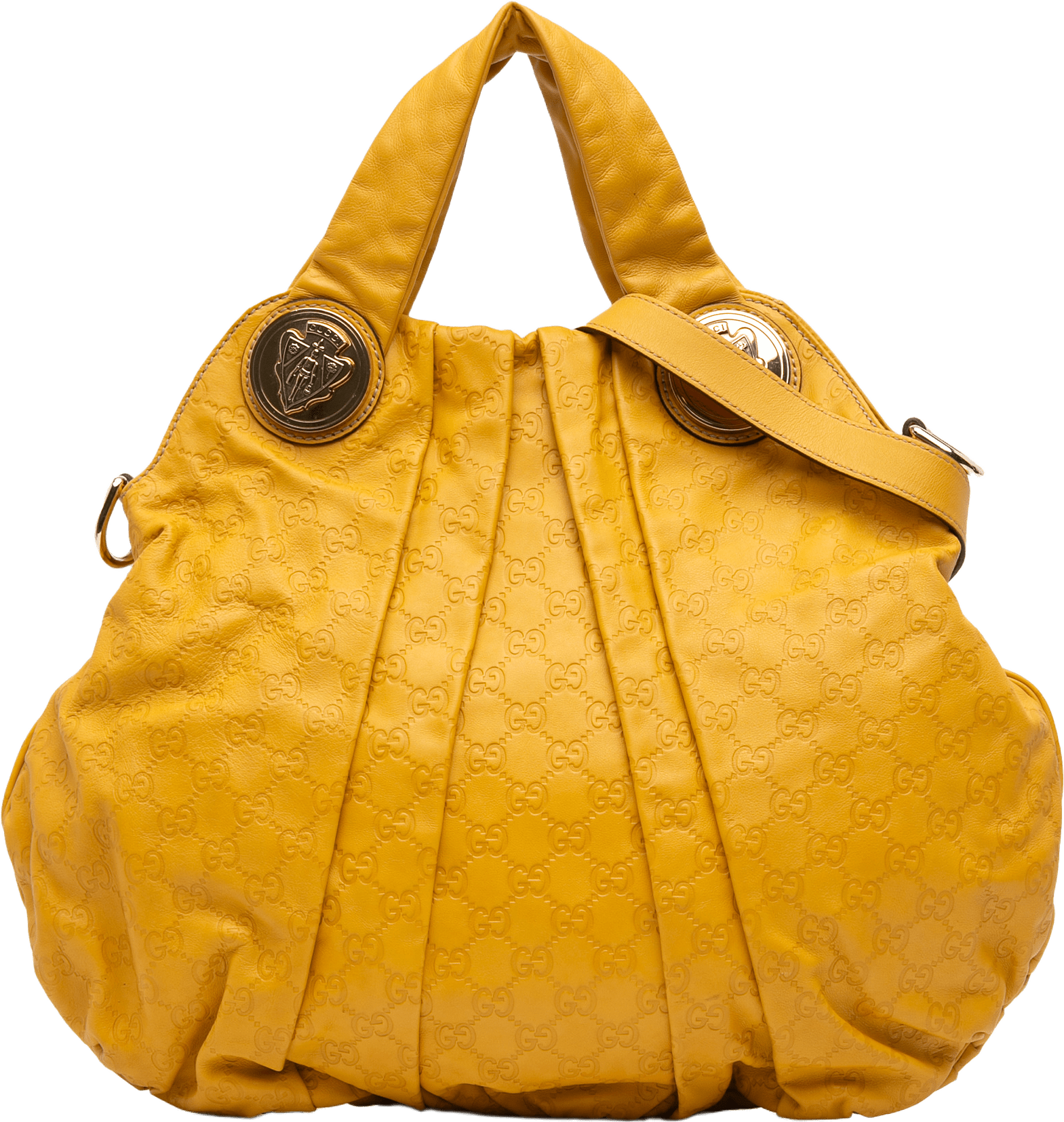 Gucci Large Guccissima Hysteria Satchel, från Luxclusif, i färgen yellow.