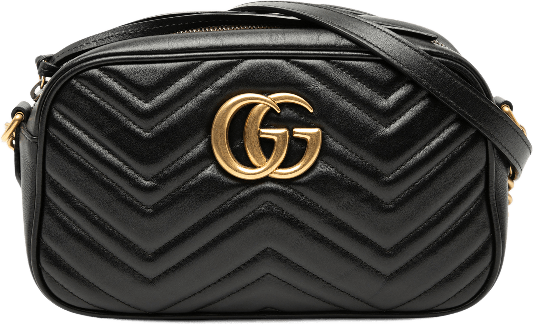 Gucci Small Gg Marmont Matelasse Leather Crossbody, från Luxclusif, i färgen black.