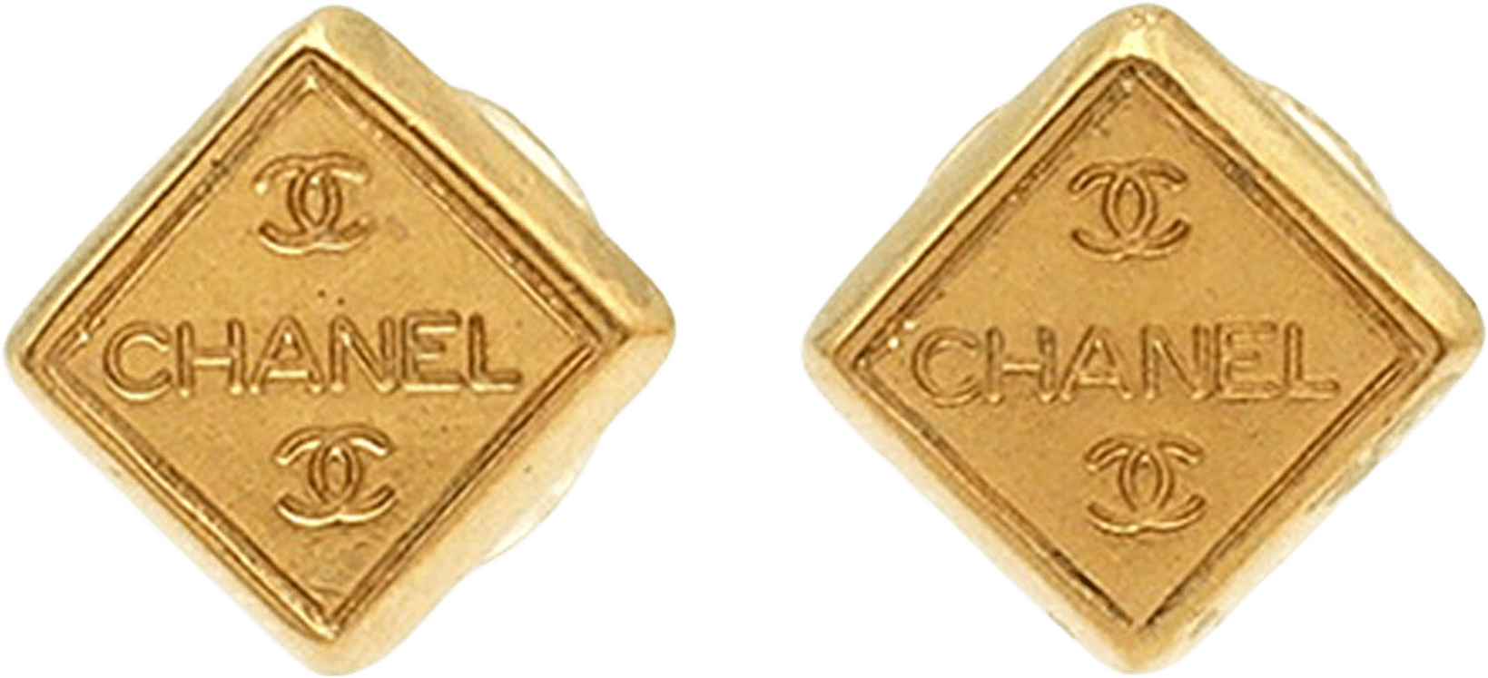 Chanel Gold Plated Logo Bullet Back Earrings, från Luxclusif, i färgen gold.