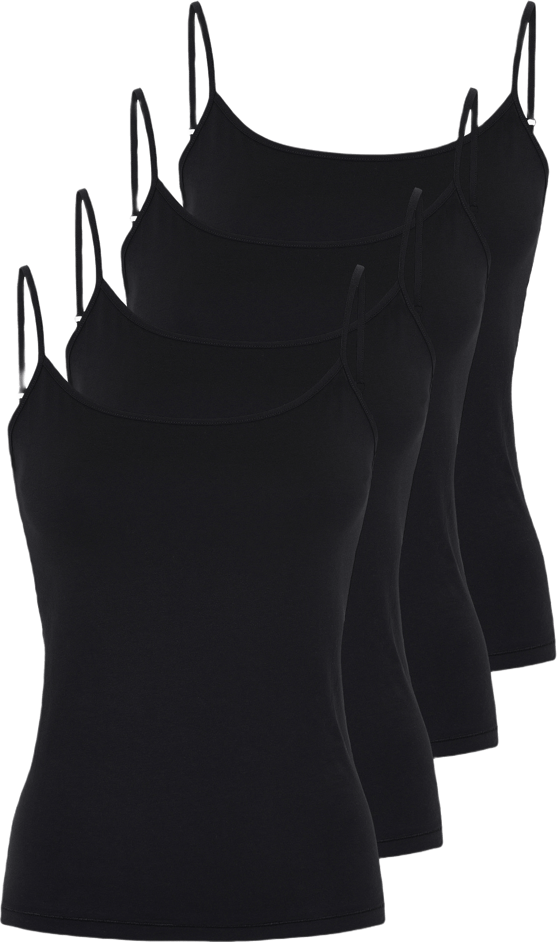 4-pack Ekologisk Bomull, Linne Smala Axelband, Svart