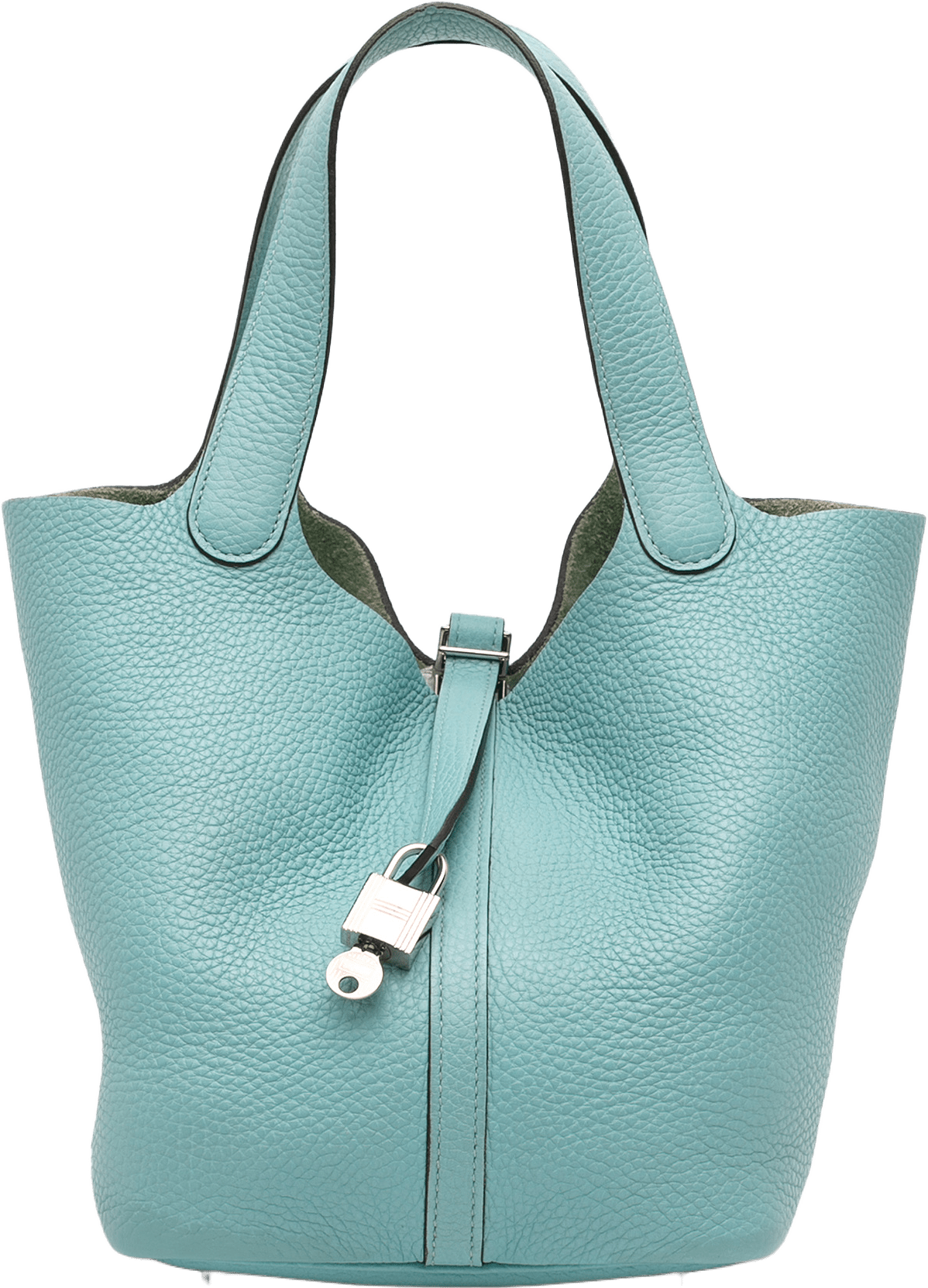 Hermès Clemence Picotin Lock 22, från Luxclusif, i färgen turquoise.