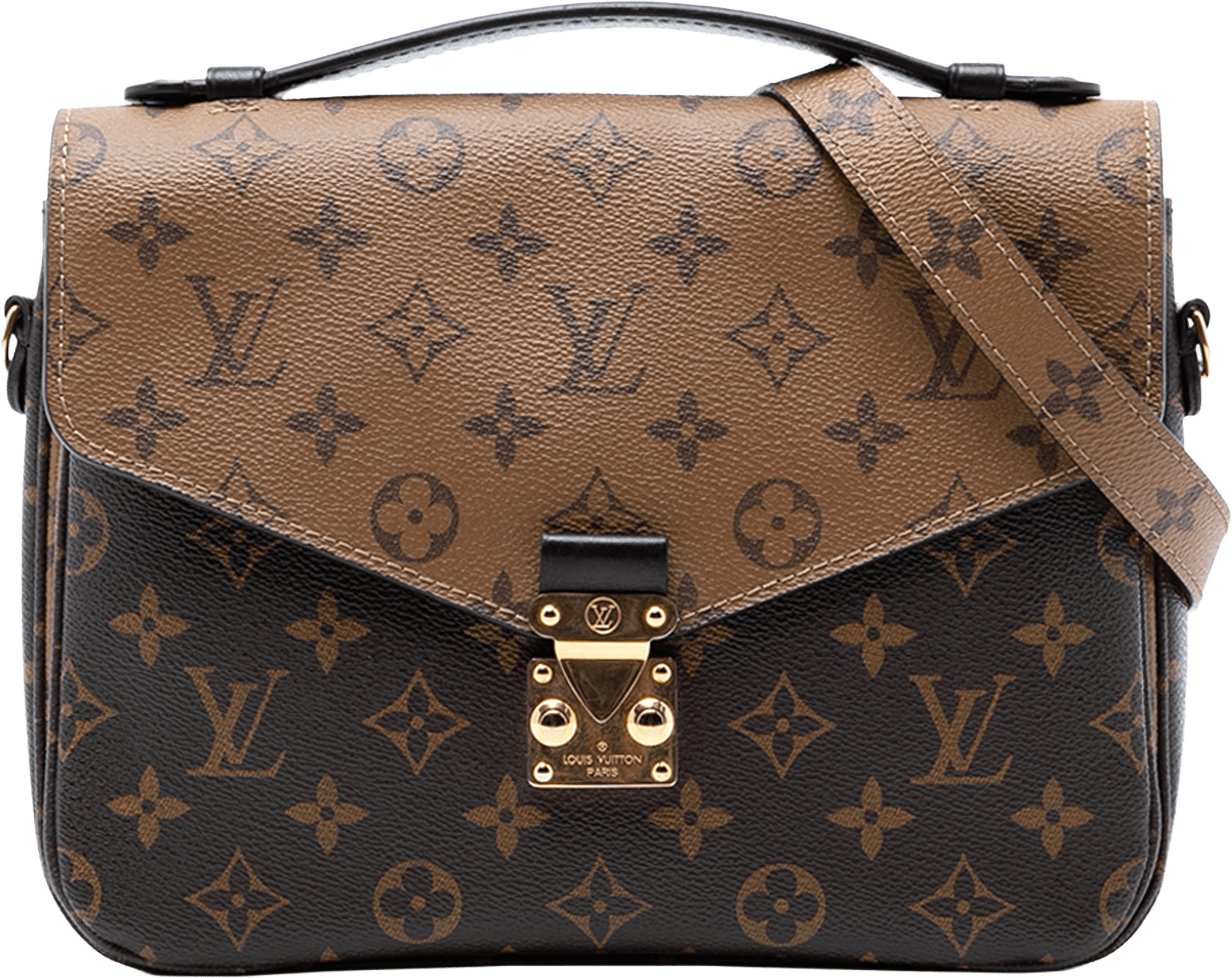 Louis Vuitton Monogram Reverse Pochette Metis, från Luxclusif, i färgen brown.