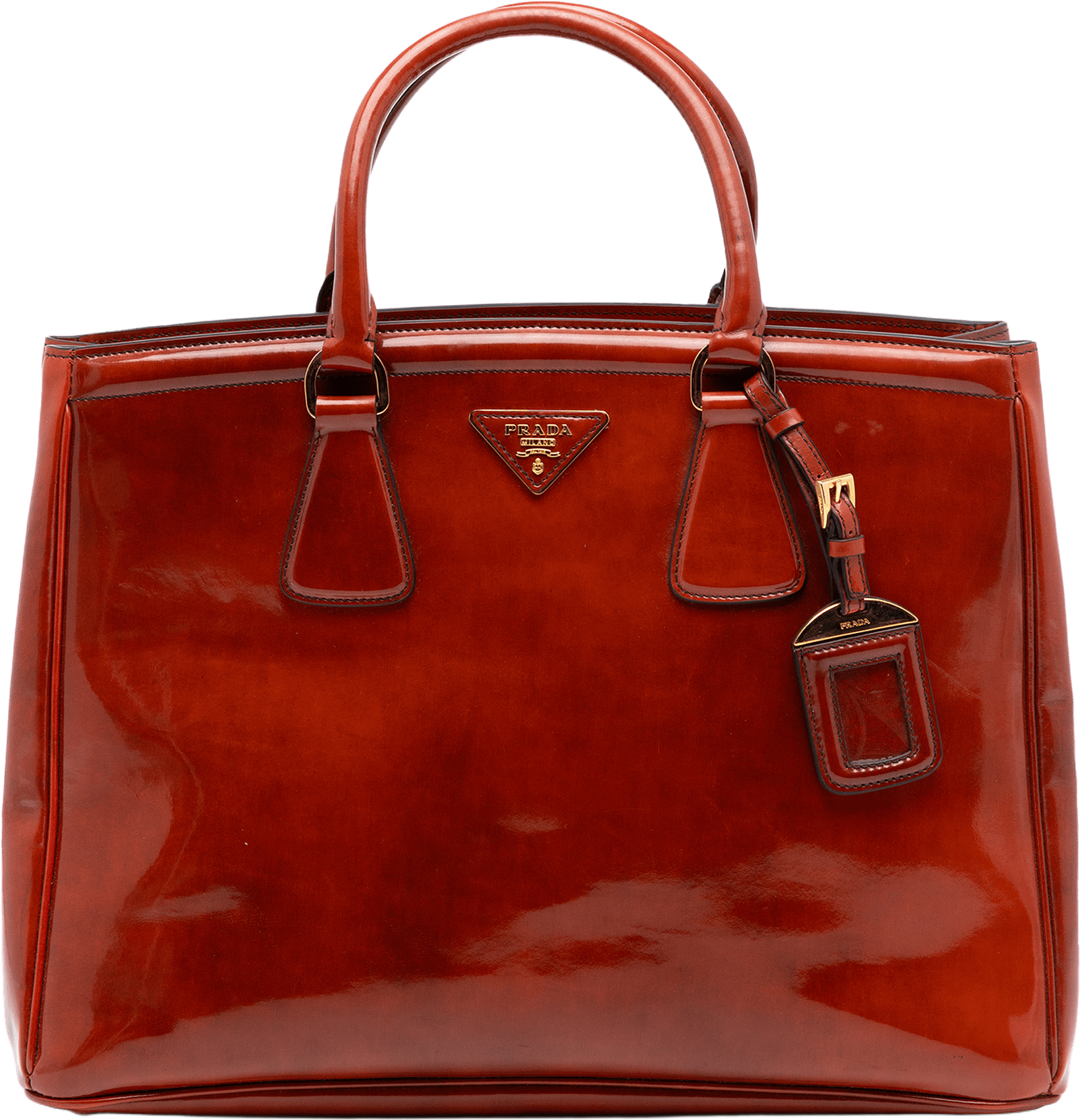 Prada Spazzolato Parabole Tote, från Luxclusif, i färgen rust.