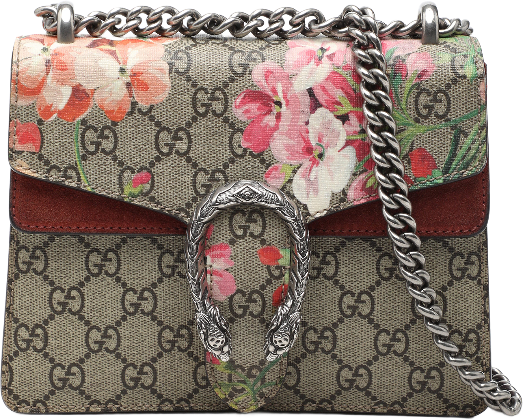 Gucci Small Gg Supreme Blooms Dionysus Crossbody, från Luxclusif, i färgen beige.