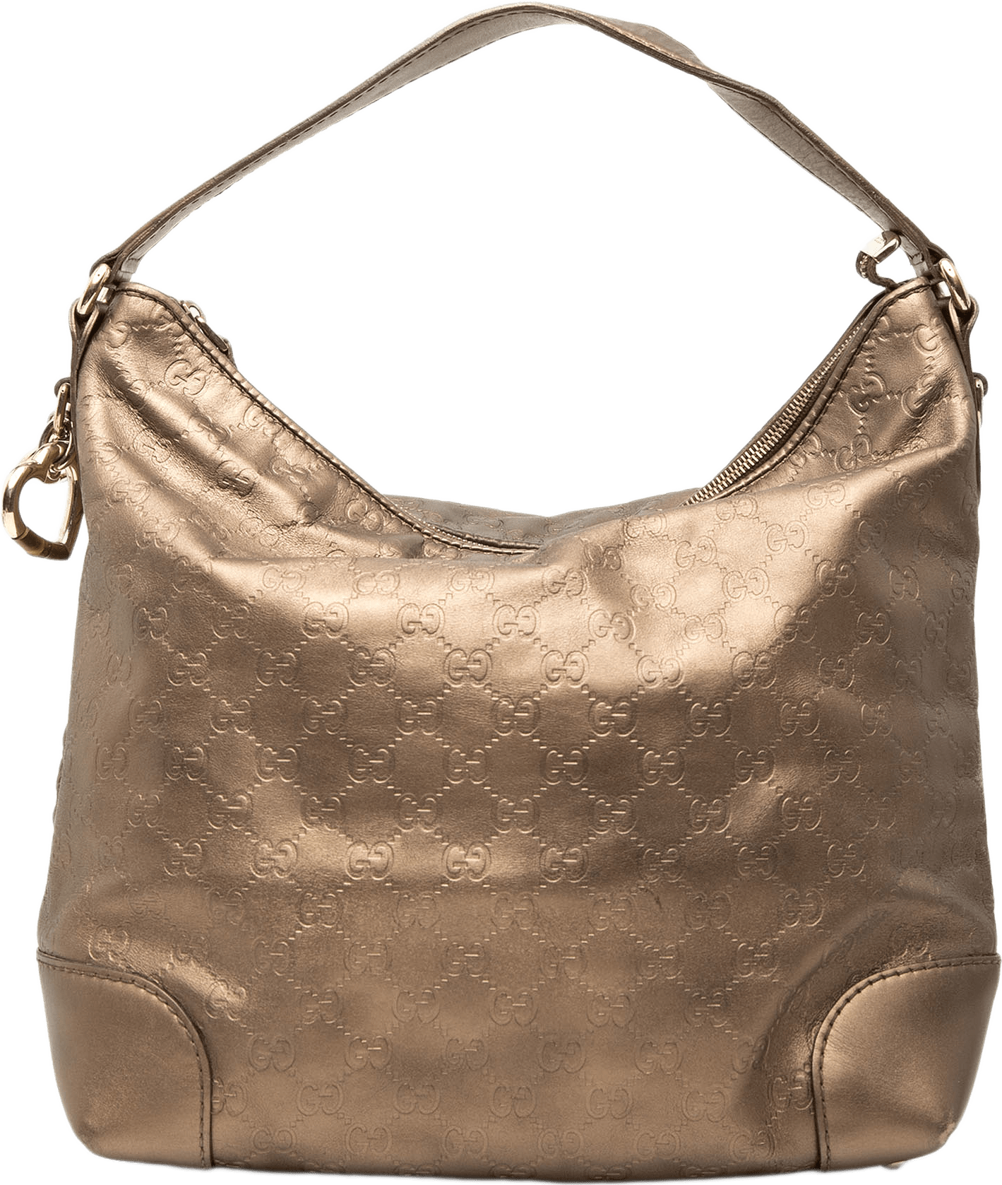 Gucci Metallic Guccissima Heart Bit Shoulder Bag, från Luxclusif, i färgen brun.