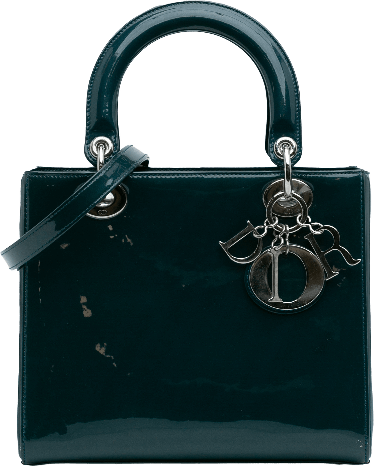 Dior Medium Patent Lady Dior, från Luxclusif, i färgen dark green.