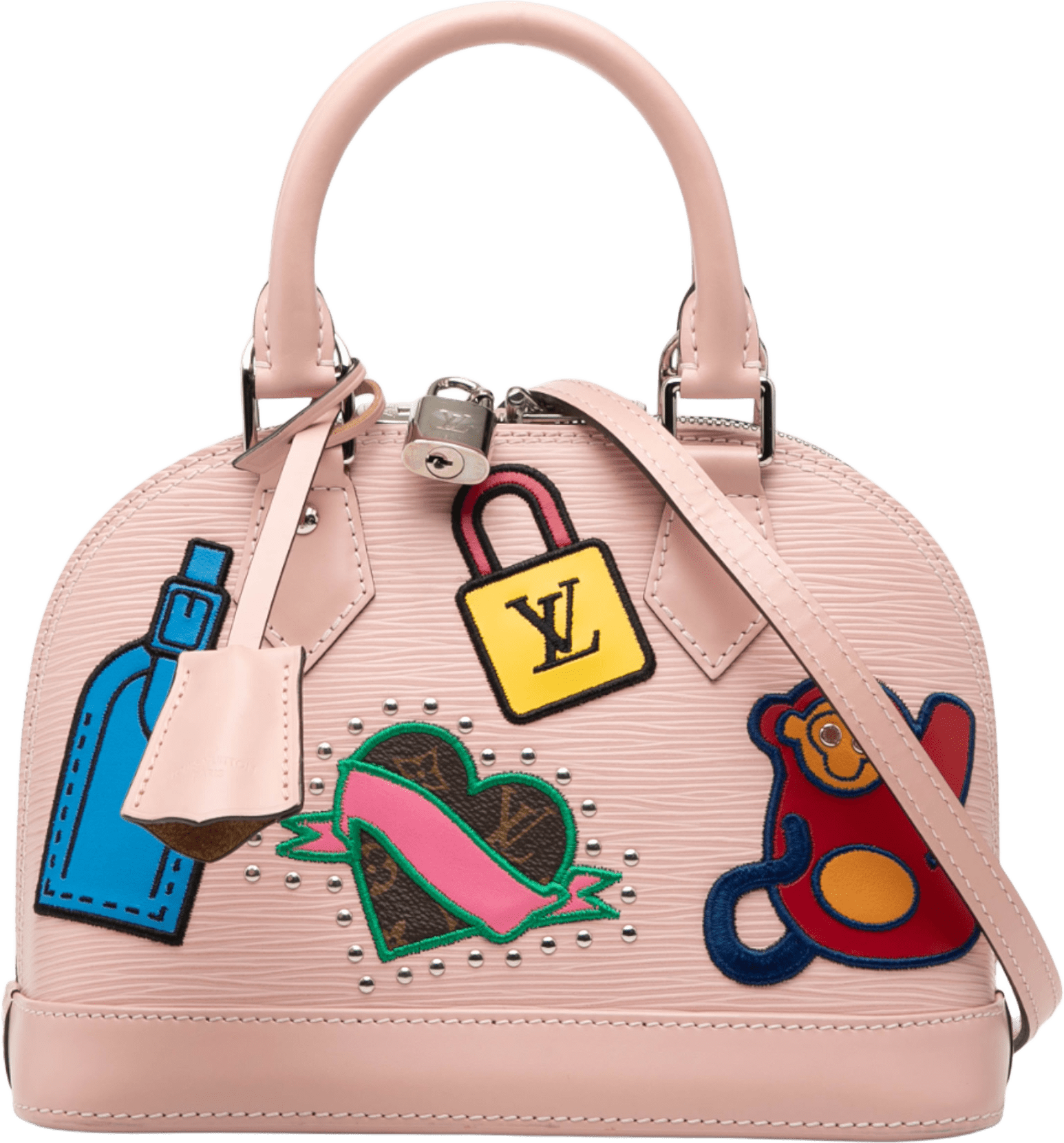 Louis Vuitton Epi Stickers Alma Bb, från Luxclusif, i färgen pink.