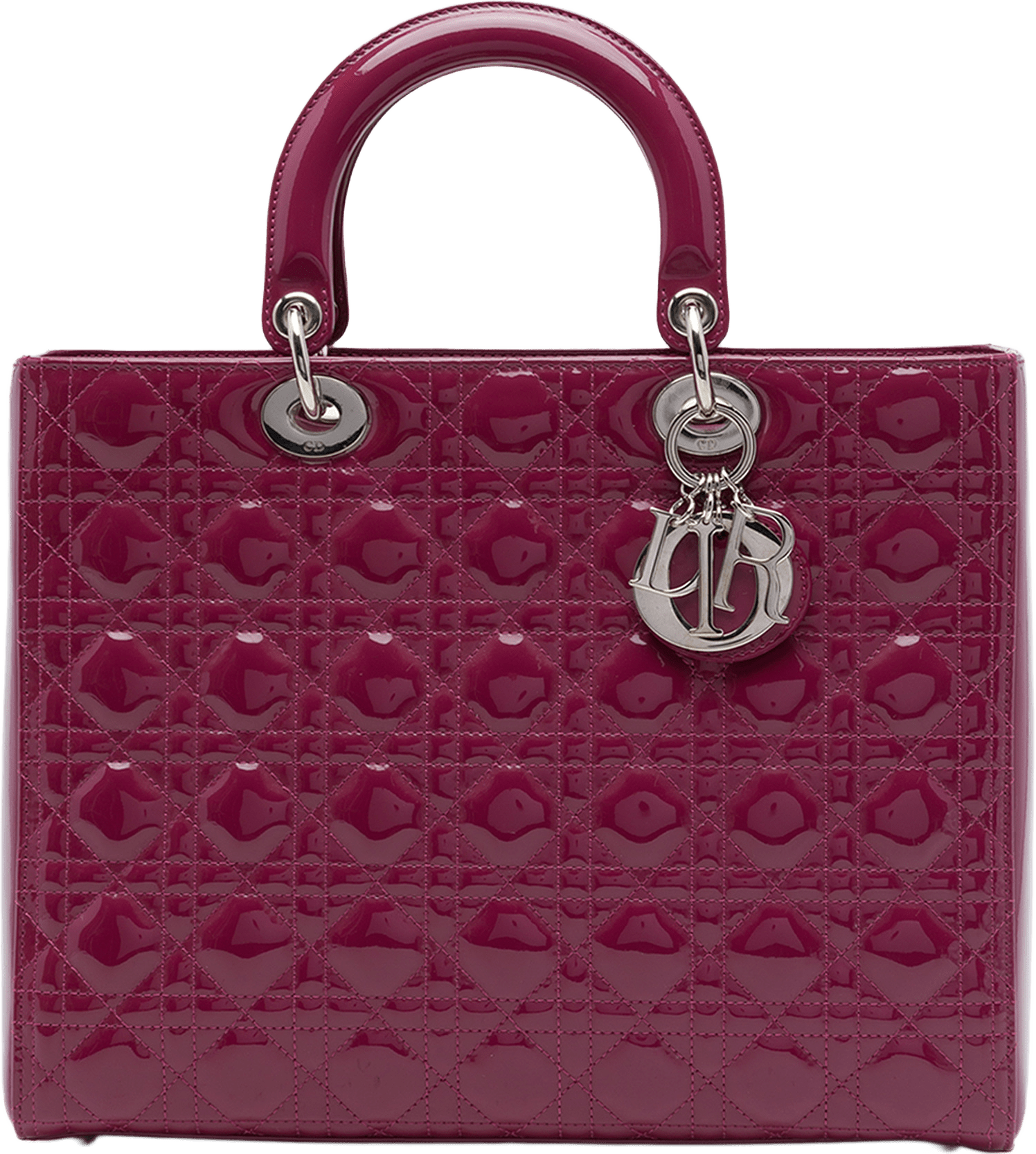 Dior Large Patent Cannage Lady Dior, från Luxclusif, i färgen purpur.