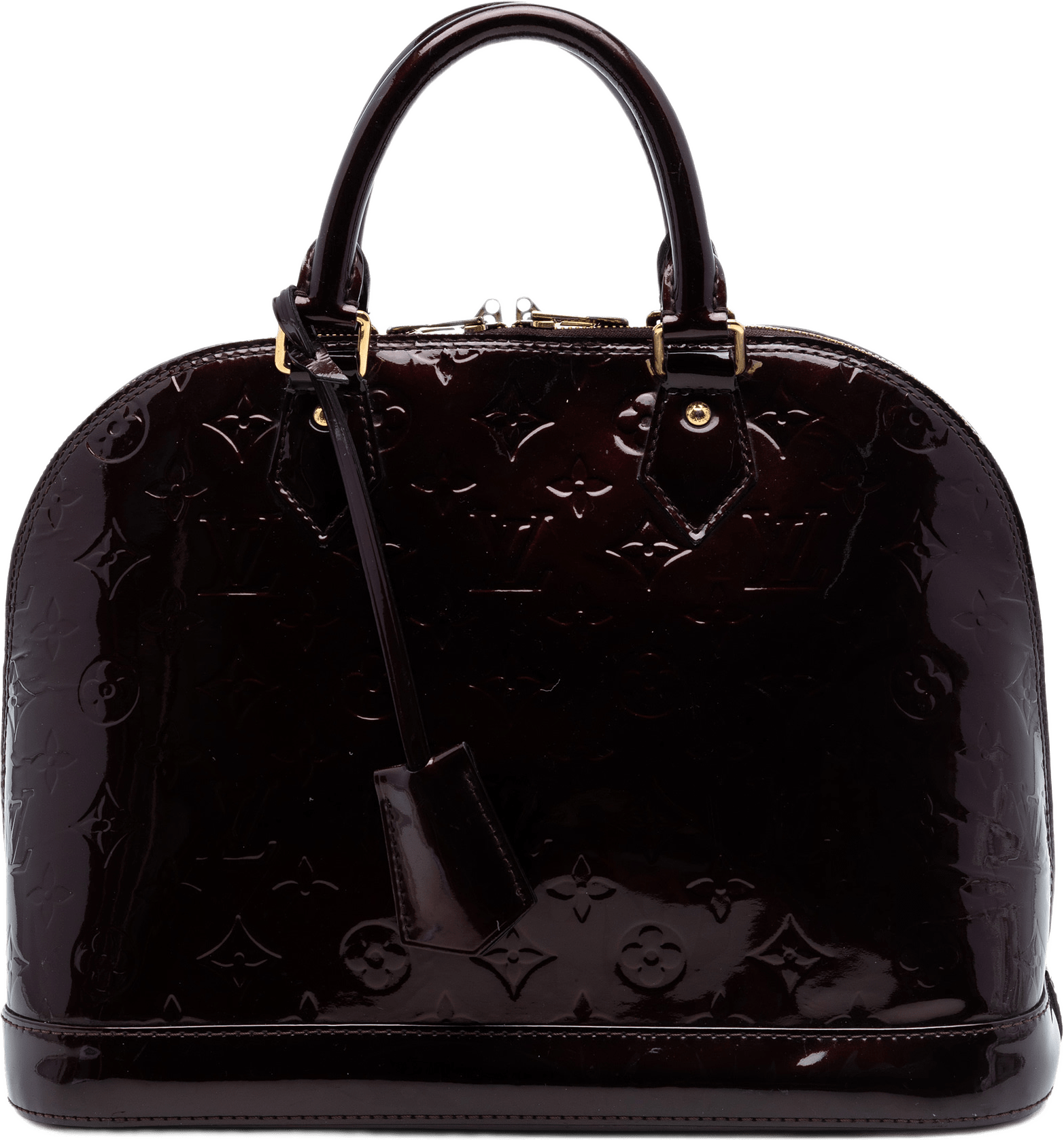 Louis Vuitton Monogram Vernis Alma Pm, från Luxclusif, i färgen plum.