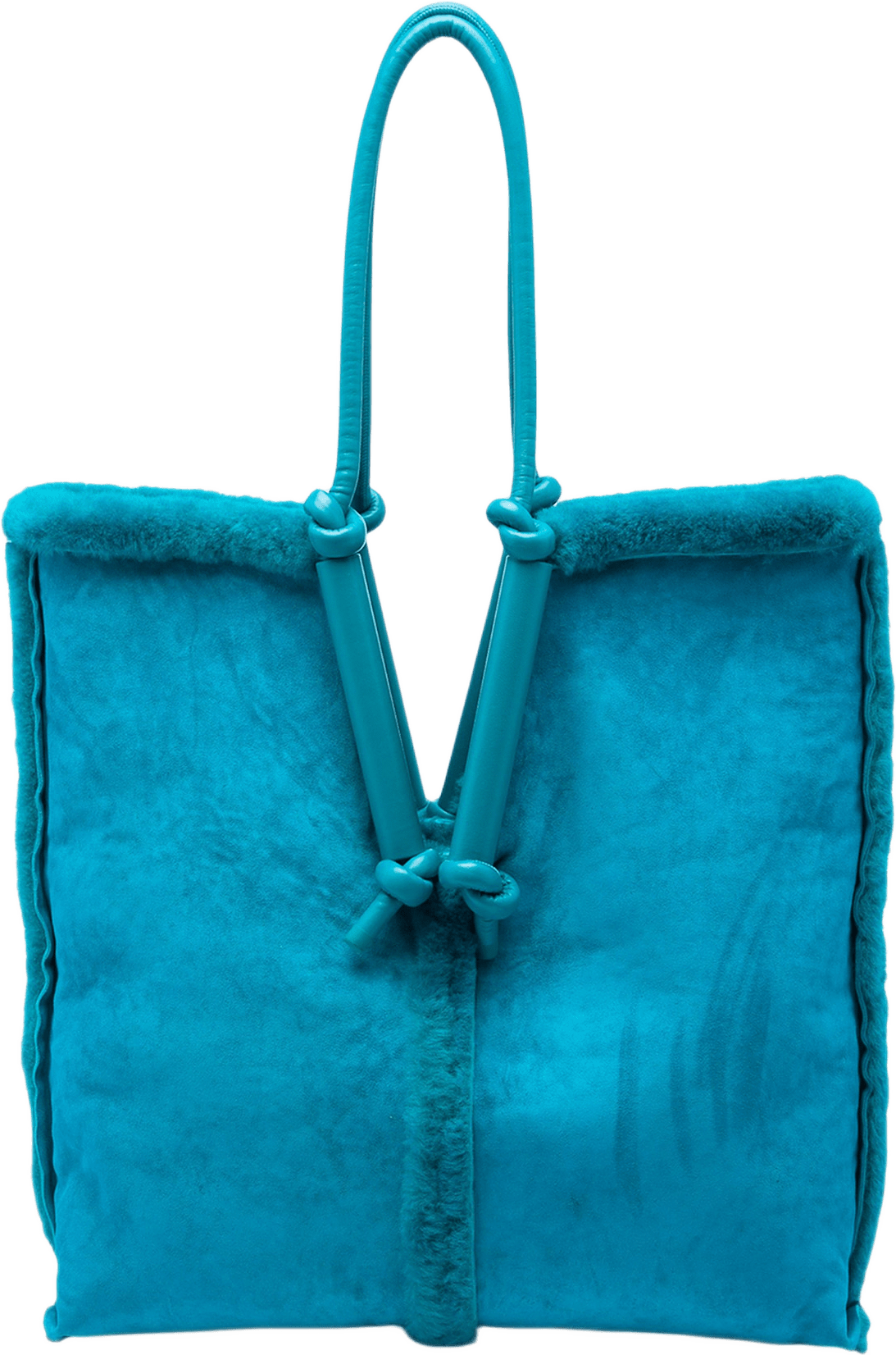 Bottega Veneta Suede And Shearling Bolster Reversible Tote, från Luxclusif, i färgen blå.