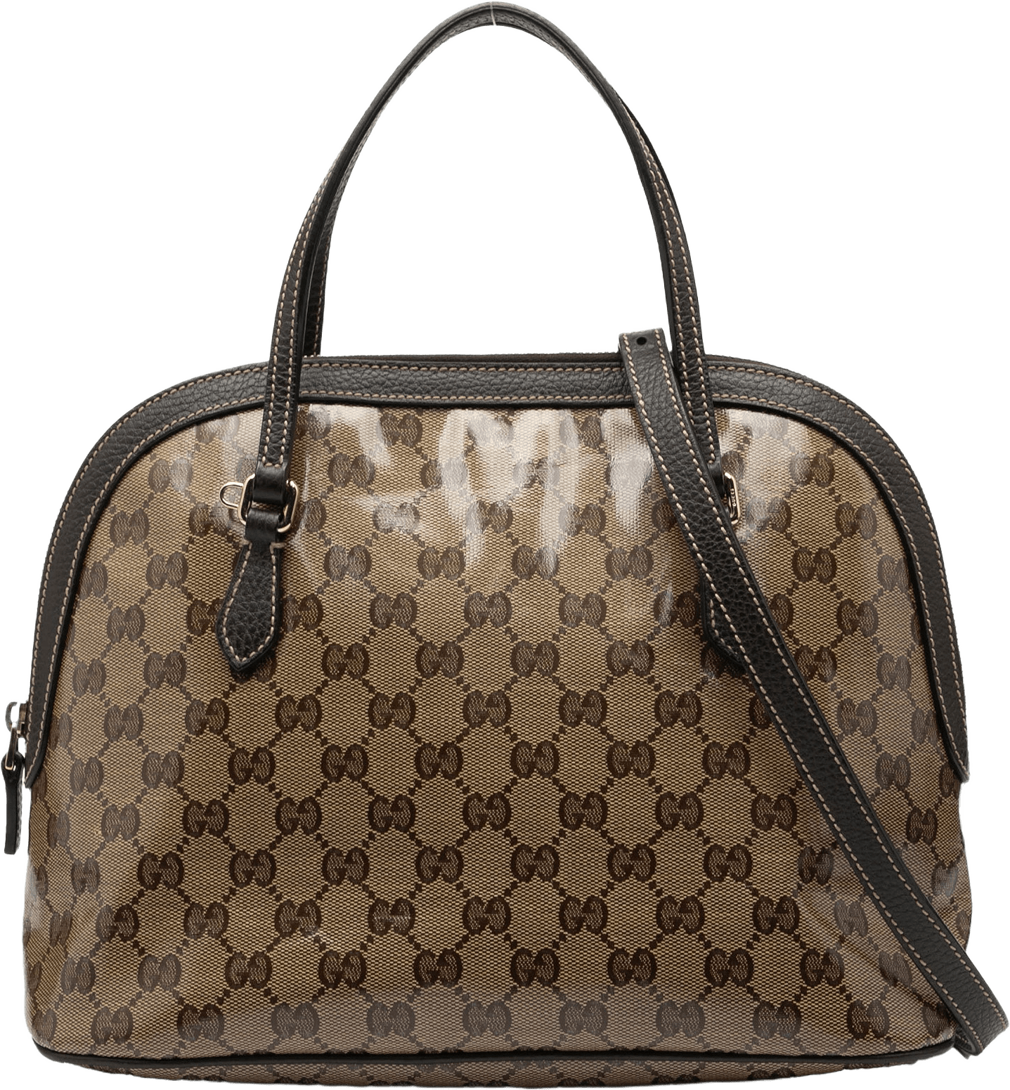 Gucci Medium Gg Crystal Dome Satchel, från Luxclusif, i färgen brown.