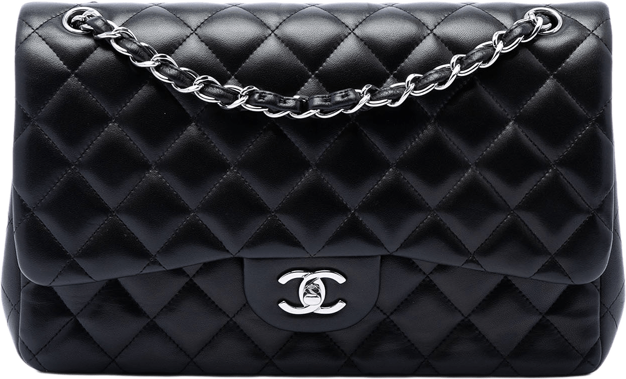Chanel Jumbo Classic Lambskin Double Flap, från Luxclusif, i färgen svart.