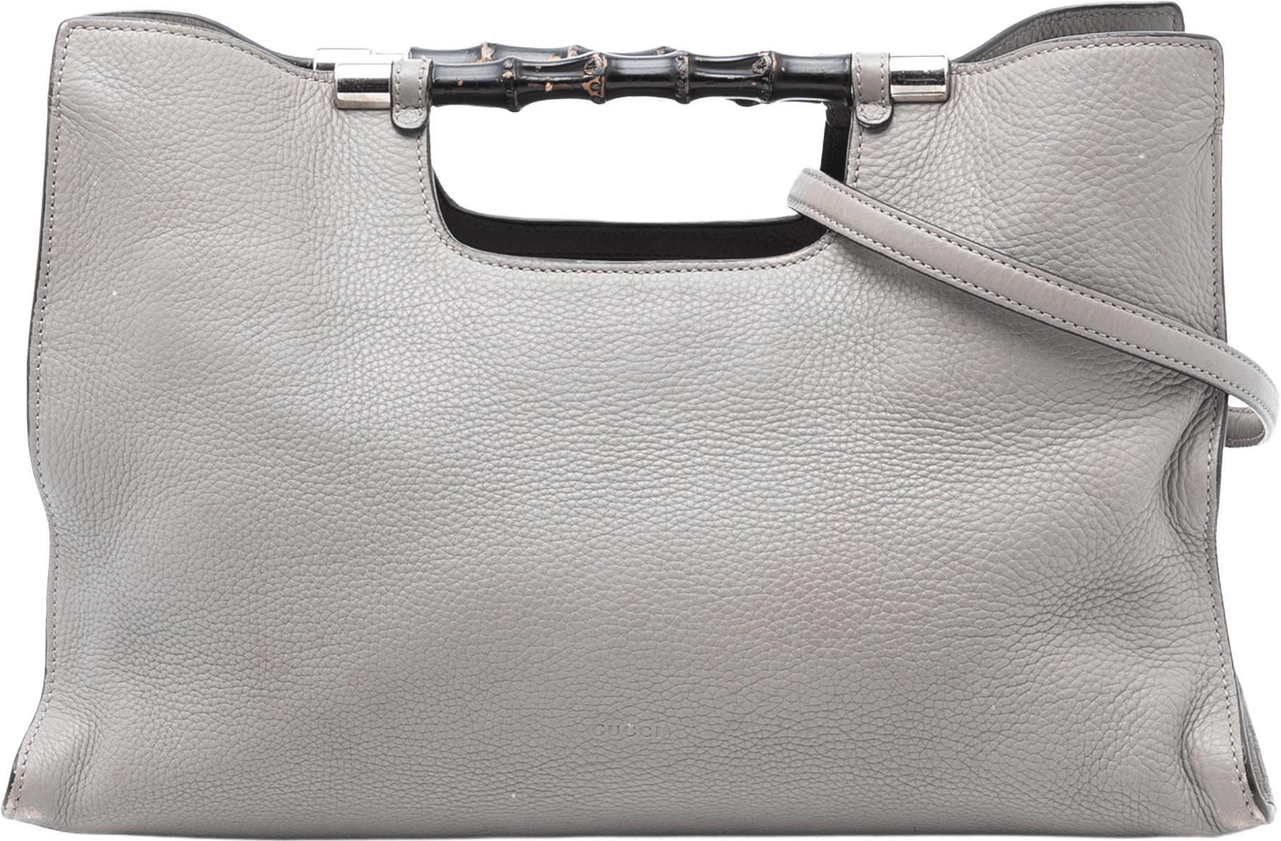 Gucci Medium Calfskin Bamboo Daily Shopper Satchel, från Luxclusif, i färgen gray.