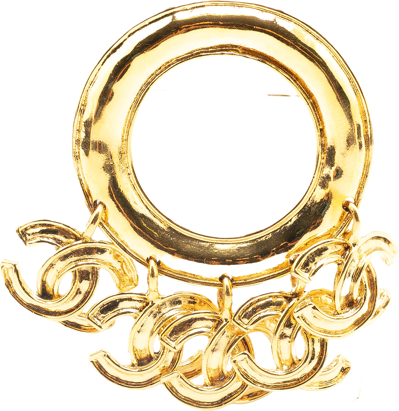 Chanel Gold Plated Cc Charm Brooch