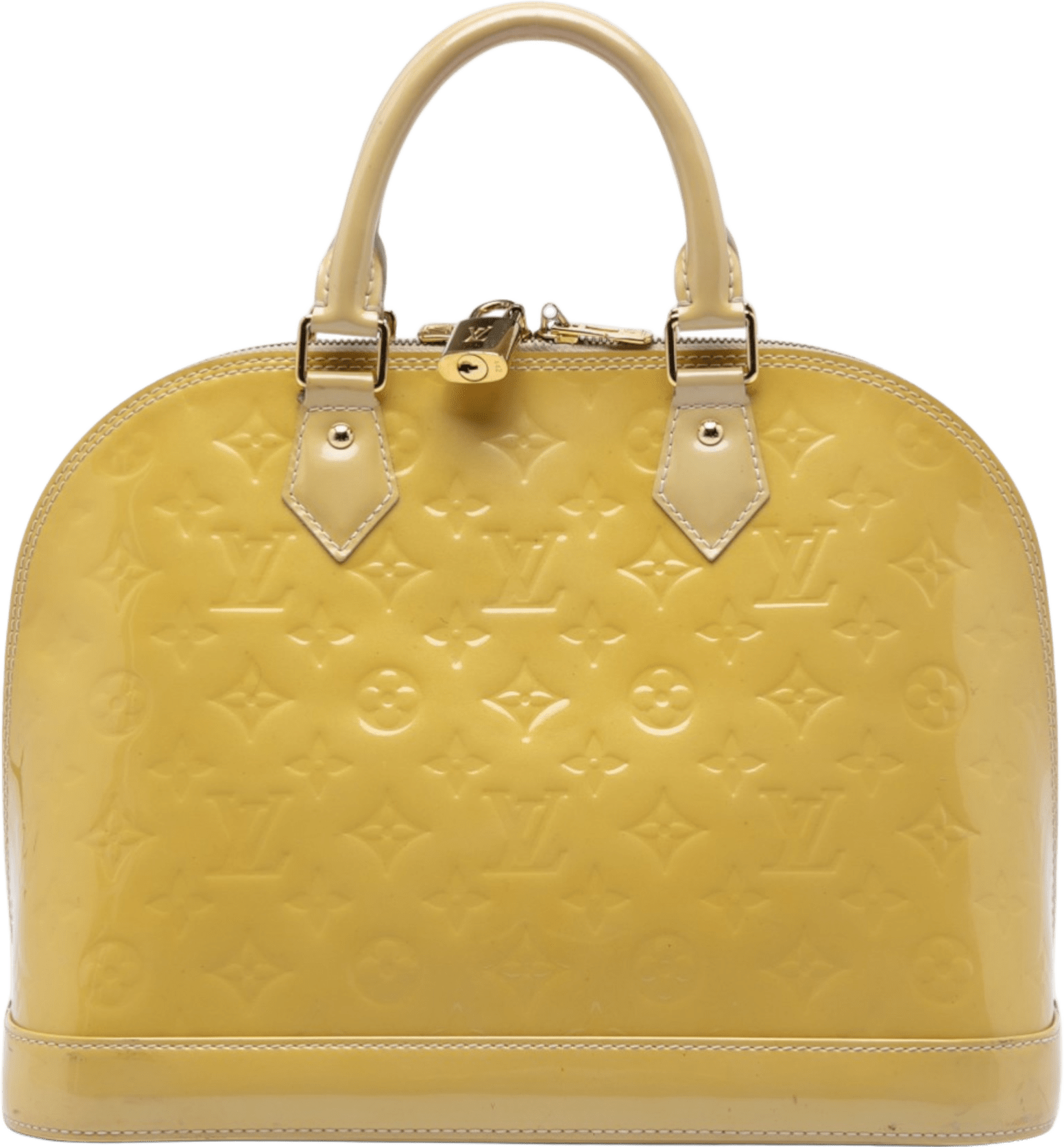 Louis Vuitton Monogram Vernis Alma Pm, från Luxclusif, i färgen beige.