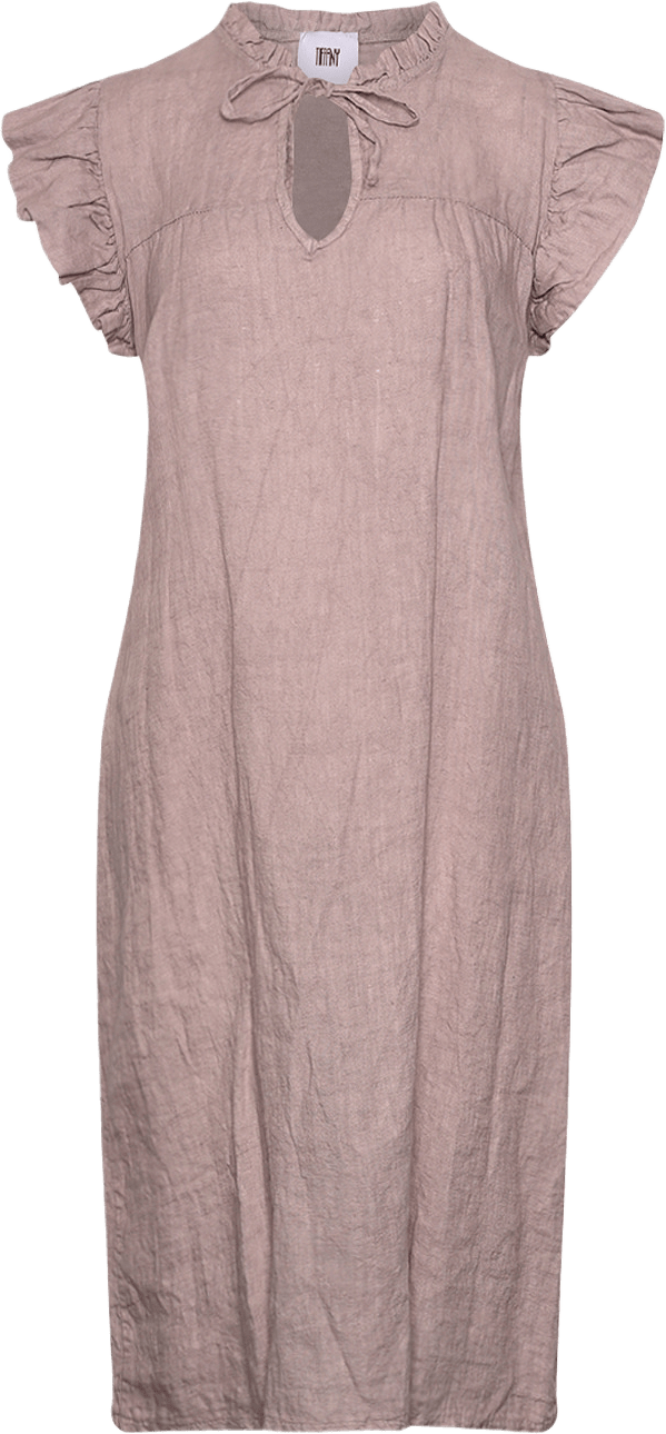 Etta, Frill Dress, Linen - Dust Lavender