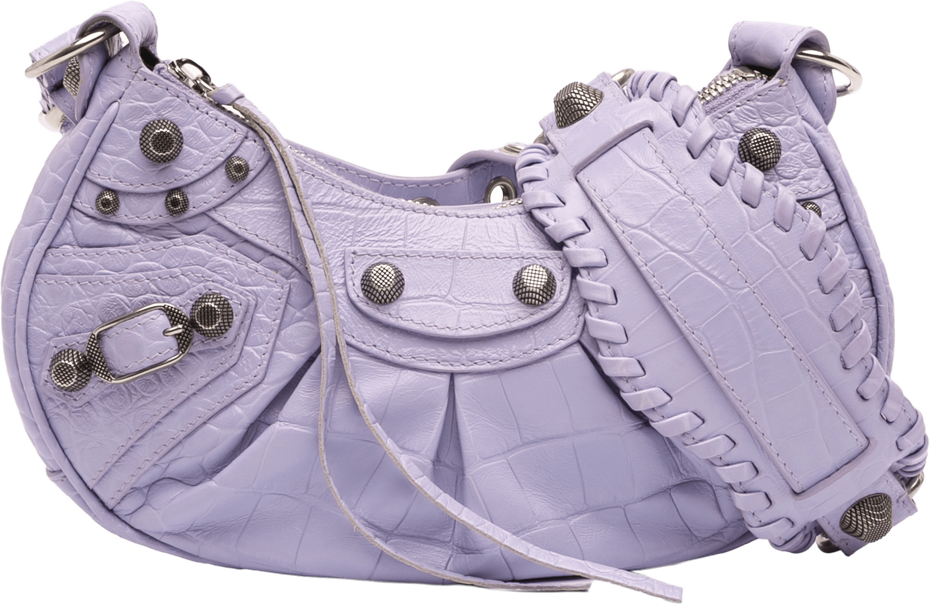 Balenciaga Croc Embossed Leather Motocross Le Cagole Xs, från Luxclusif, i färgen lavender.
