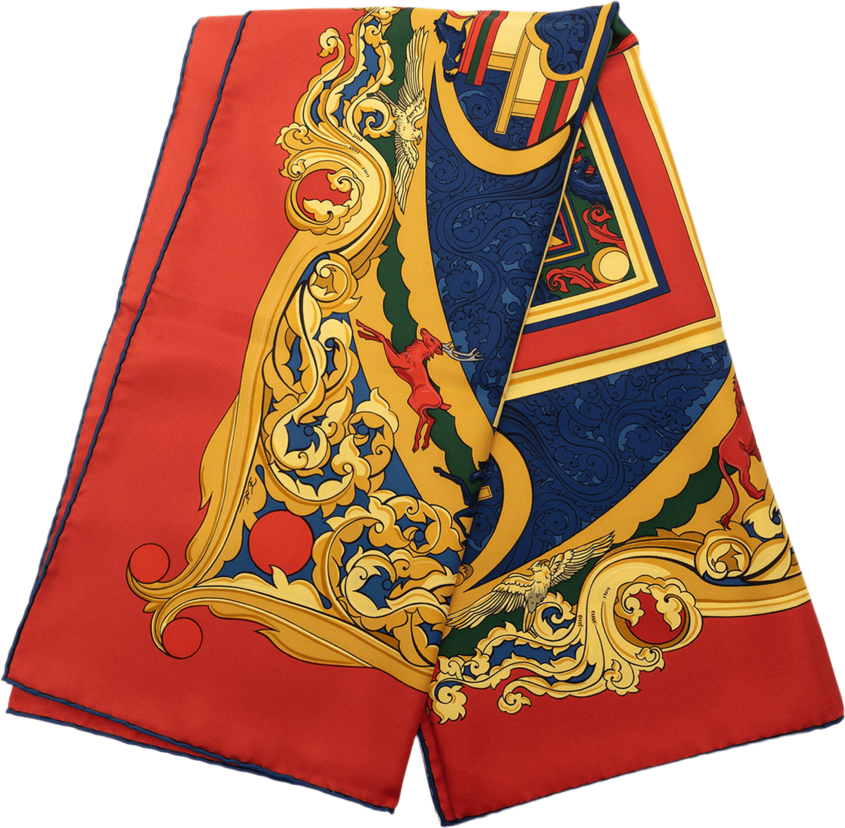 Hermès Animaux Solaires Silk Scarf 90, från Luxclusif, i färgen red.