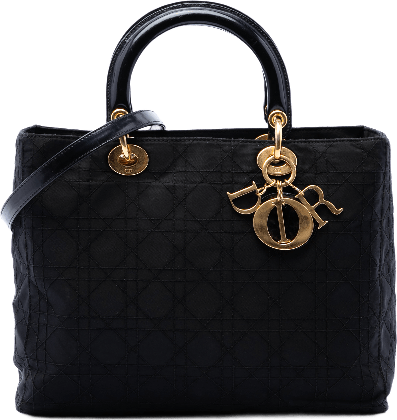 Dior Large Nylon Cannage Lady Dior, från Luxclusif, i färgen black.