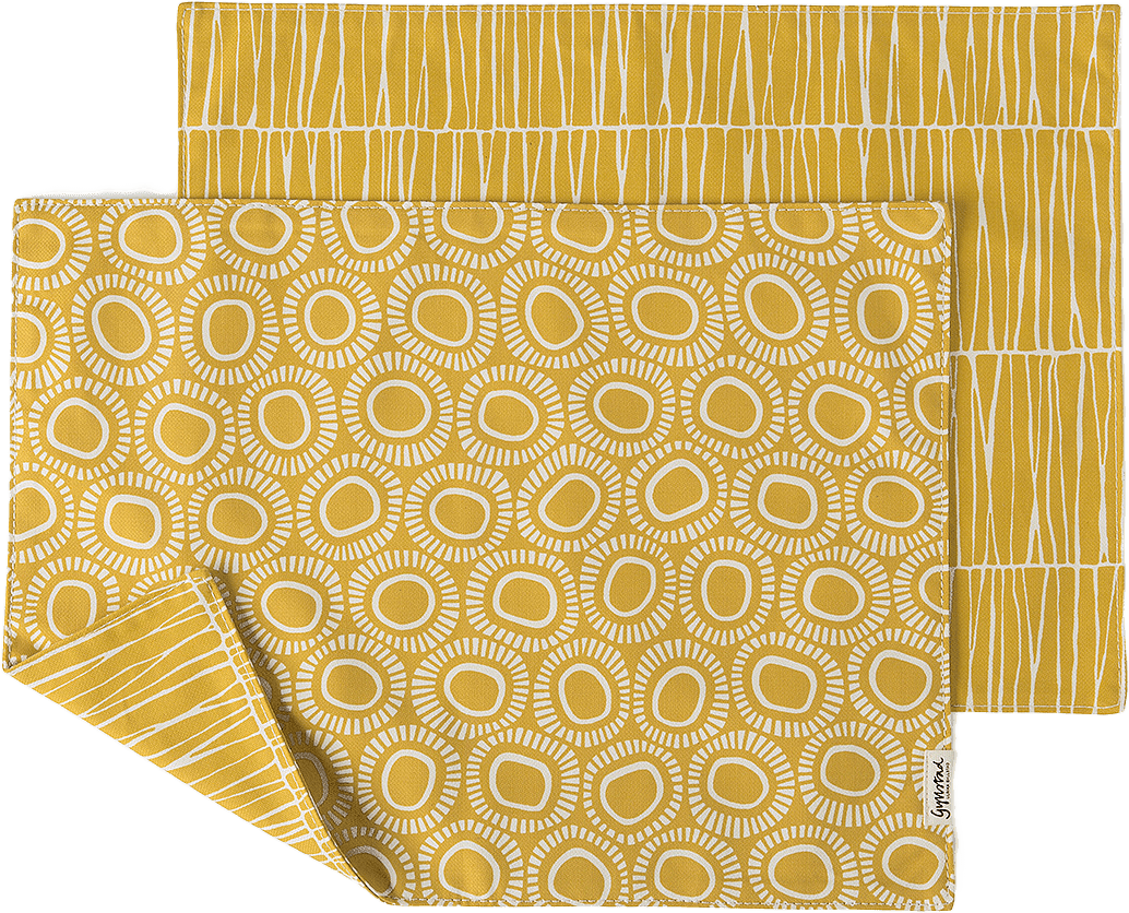 Bordstablett Fiskar, 2-pack, från Gyllstad, i färgen gul.