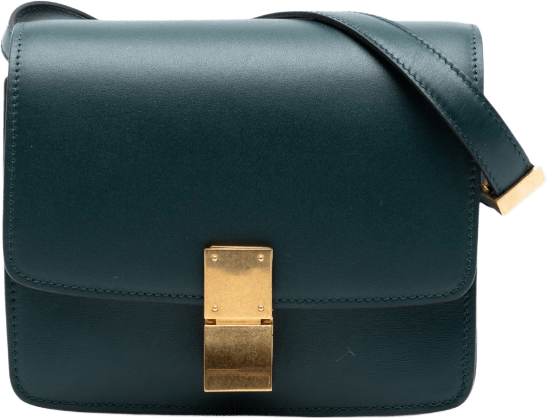 Celine Small Calfskin Classic Box, från Luxclusif, i färgen dark green.