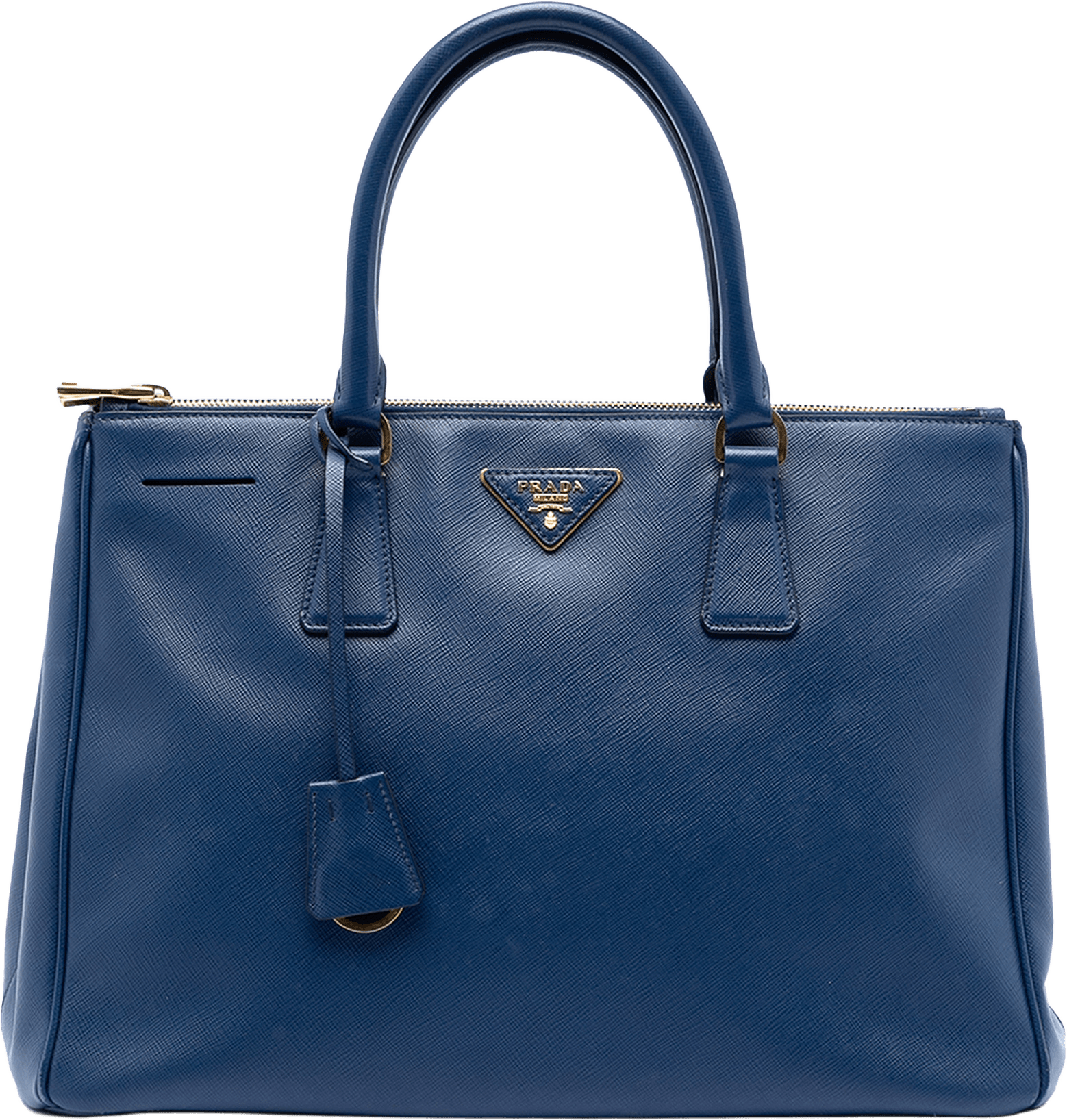 Prada Medium Saffiano Lux Galleria Double Zip Satchel, från Luxclusif, i färgen blue.