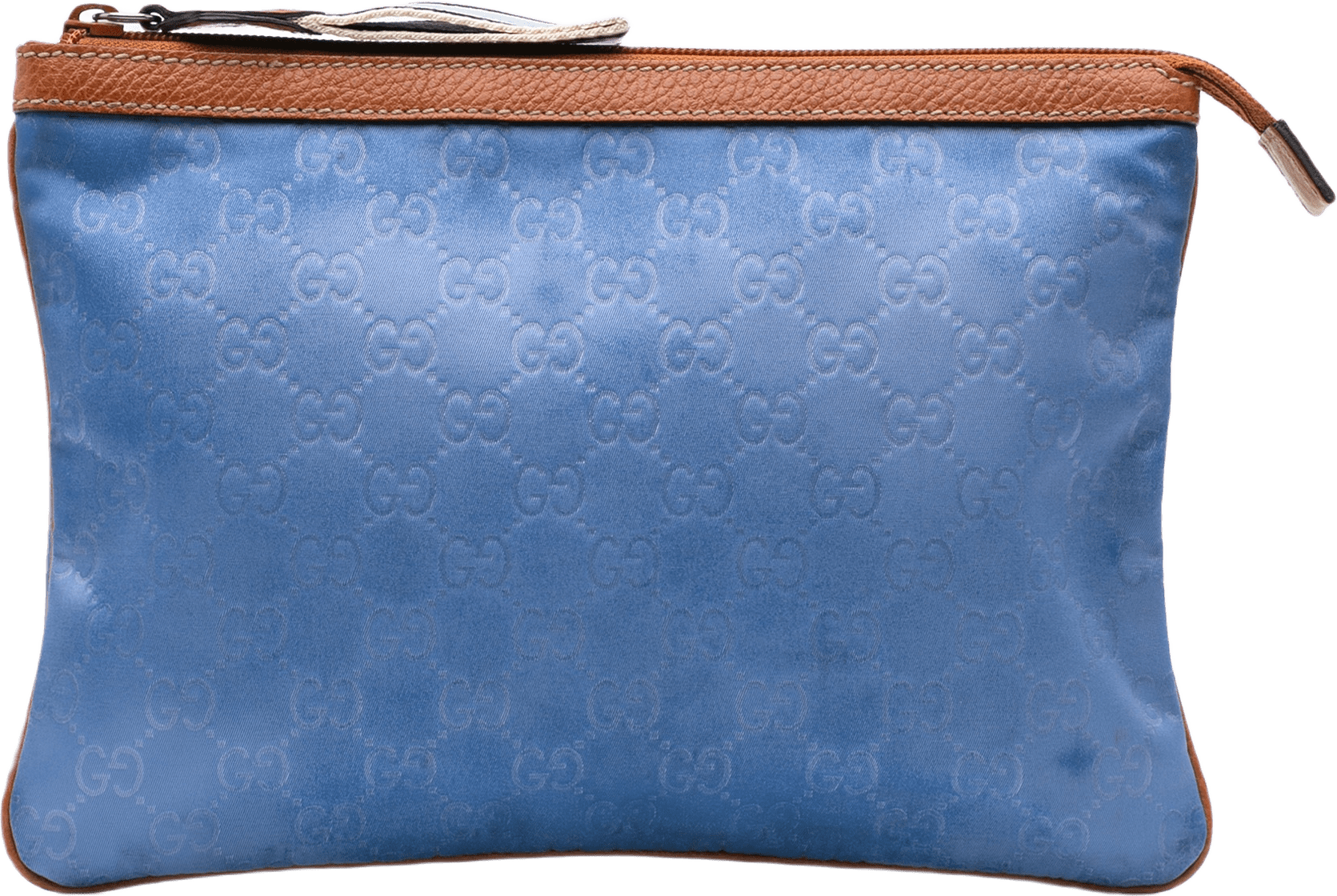 Gucci Gg Nylon Top Zip Clutch, från Luxclusif, i färgen blue.