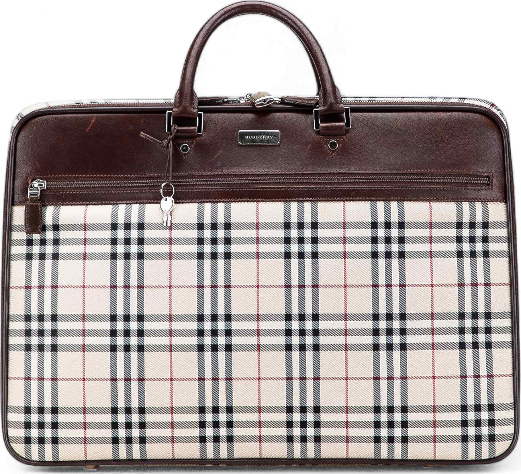 Burberry House Check Canvas Travel Bag, från Luxclusif, i färgen beige.