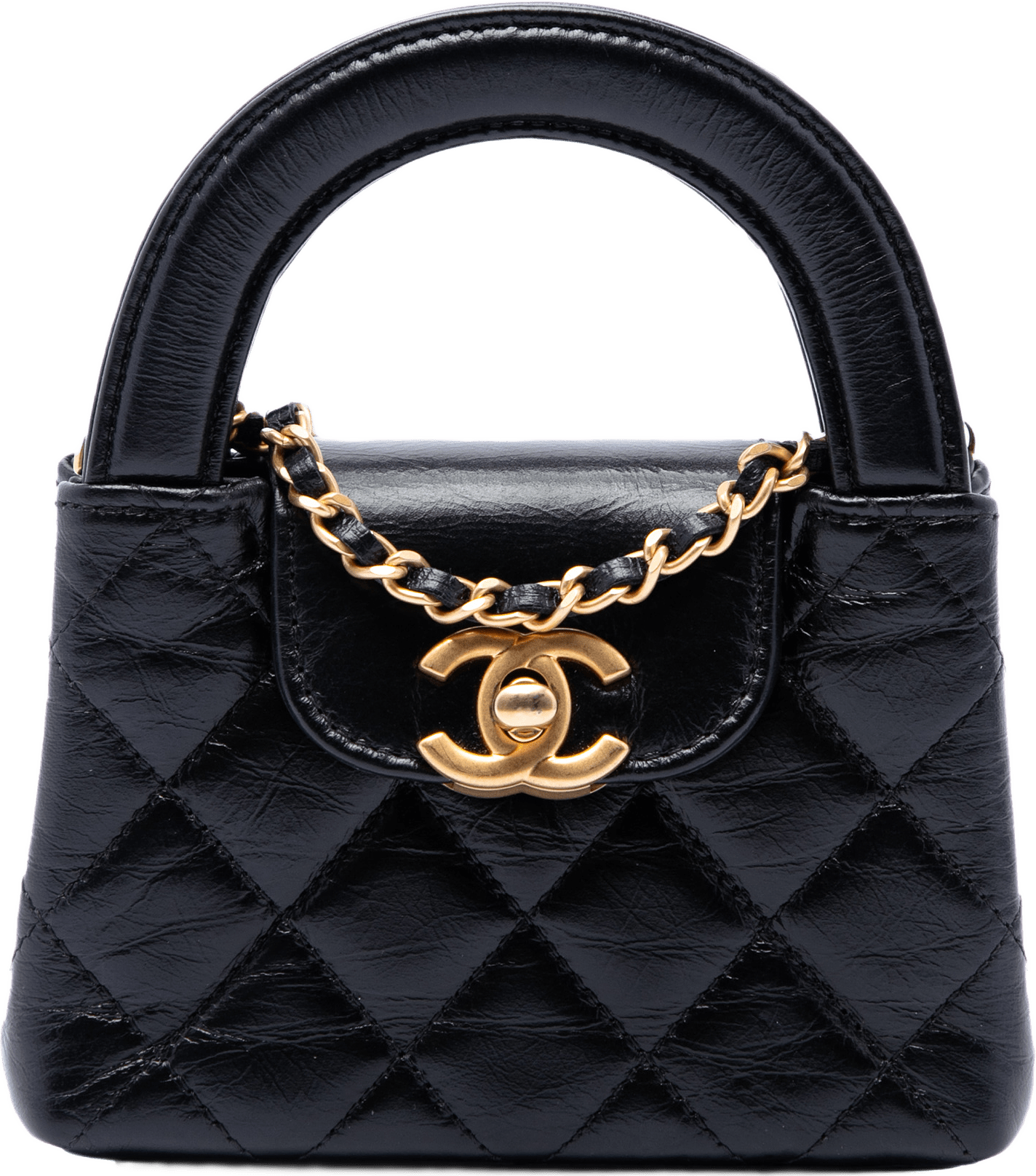 Chanel Nano Aged Calfskin Kelly Shopper Bag, från Luxclusif, i färgen svart.