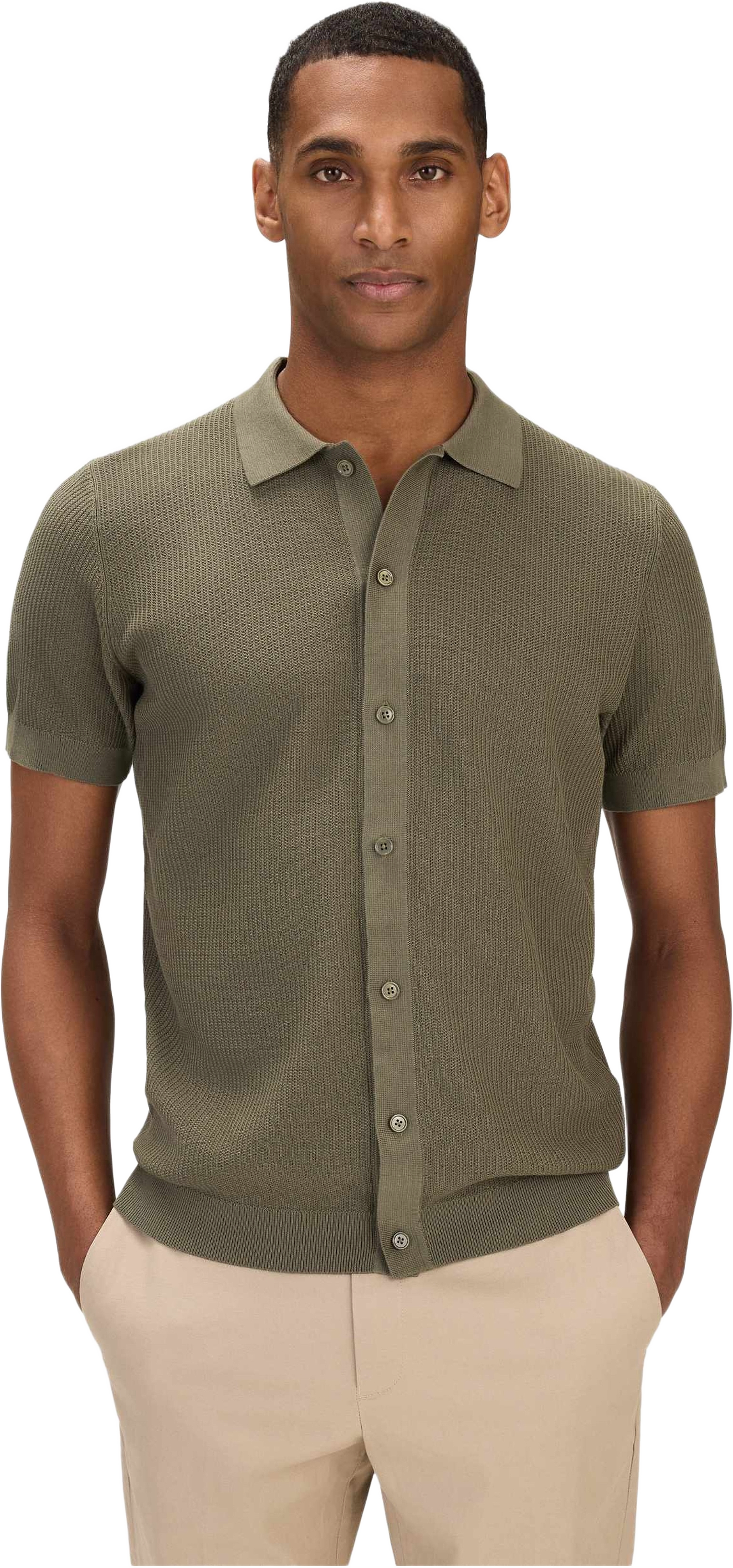 Cotton Knitted S/s Shirt, från John Henric, i färgen green.