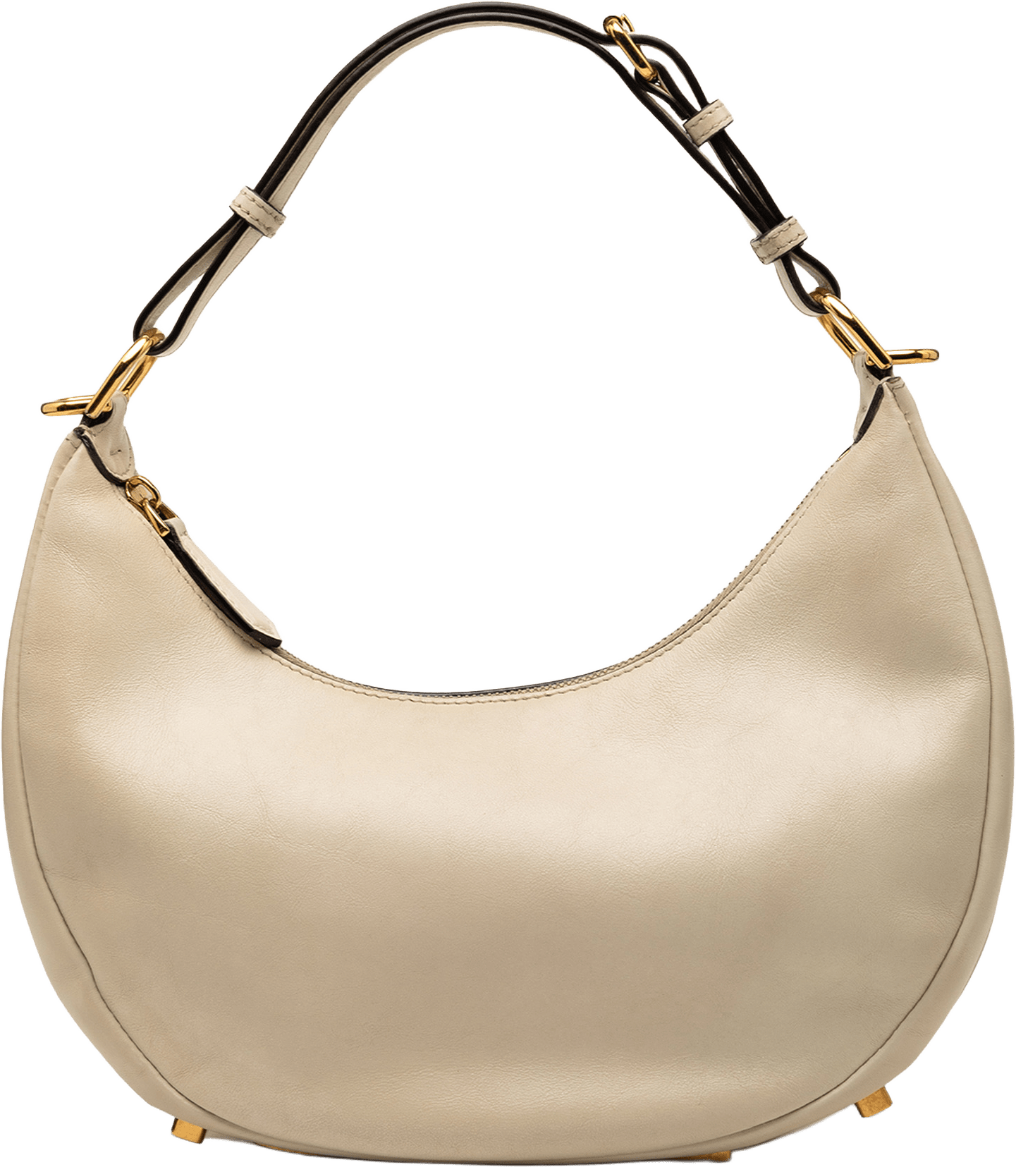 Fendi Small Leather Fendigraphy Hobo, från Luxclusif, i färgen light beige.