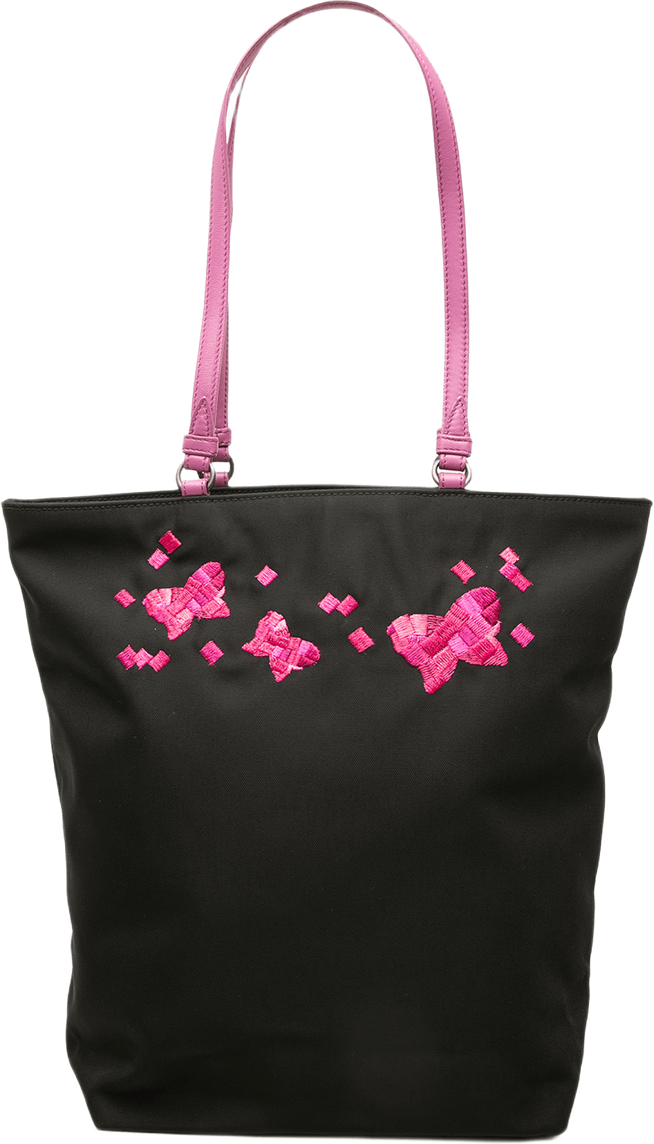 Bottega Veneta Embroidered Canvas Butterfly Tote, från Luxclusif, i färgen svart.
