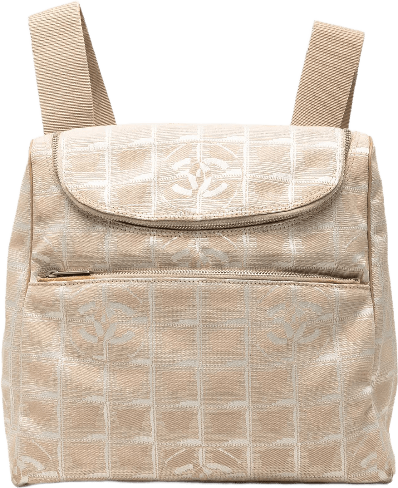 Chanel New Travel Line Nylon Backpack, från Luxclusif, i färgen beige.