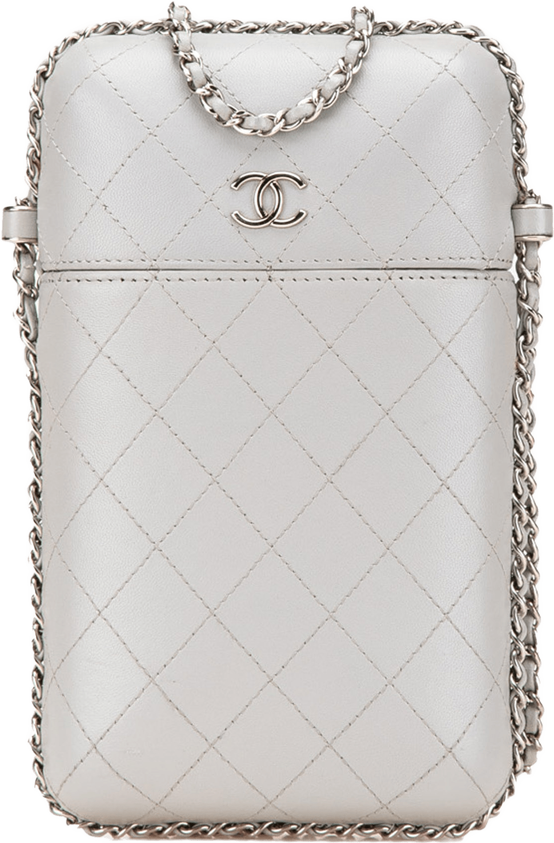 Chanel Cc Quilted Lambskin Chain Around Phone Holder
