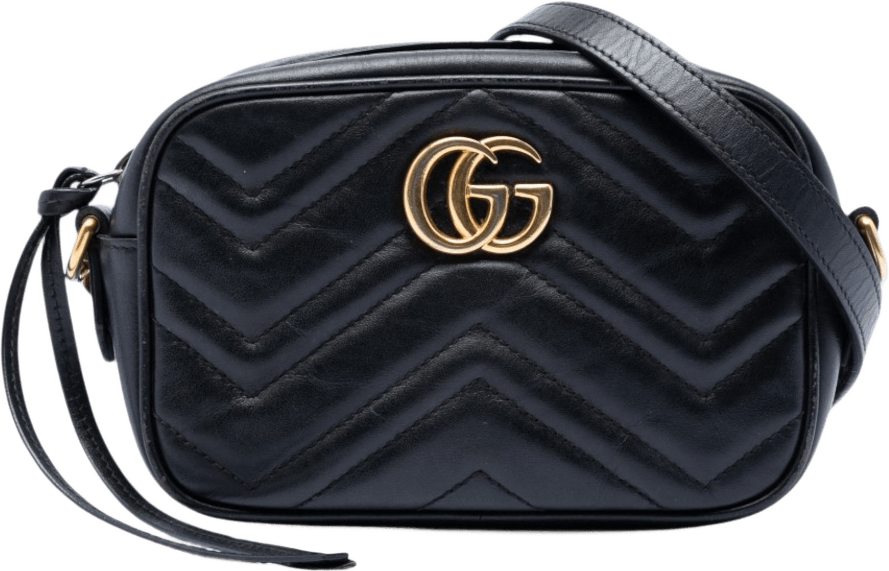 Gucci Mini Gg Marmont Matelasse Leather Crossbody, från Luxclusif, i färgen black.