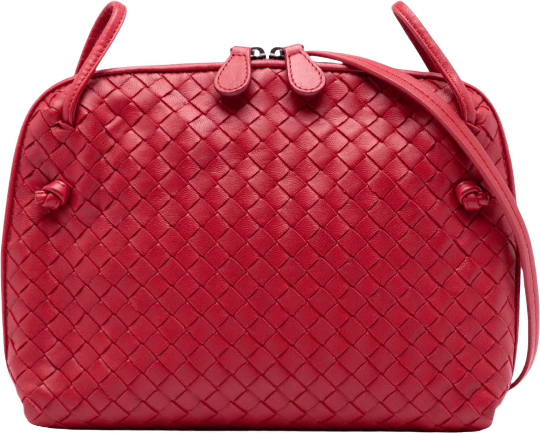 Bottega Veneta Nappa Intrecciato Nodini Crossbody, från Luxclusif, i färgen red.