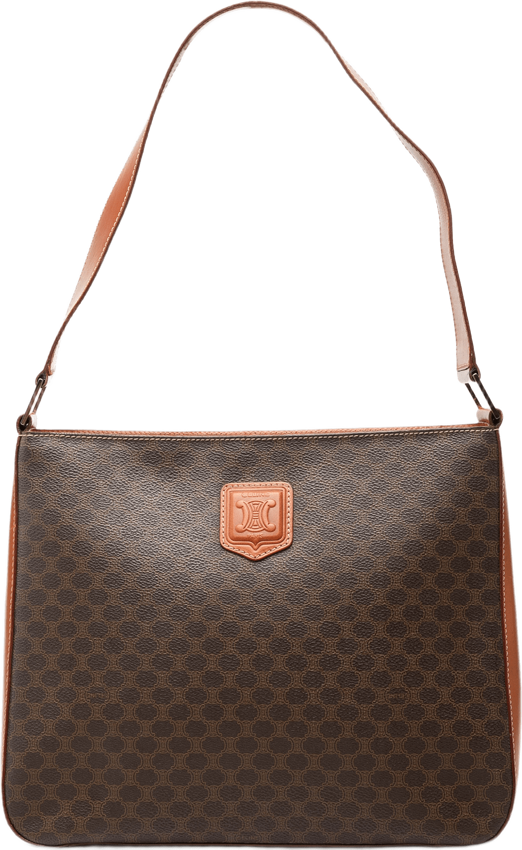 Celine Macadam Coated Canvas Shoulder Bag, från Luxclusif, i färgen brun.
