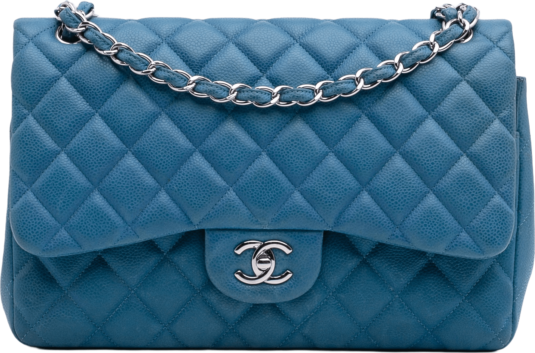 Chanel Jumbo Classic Caviar Double Flap, från Luxclusif, i färgen blue.