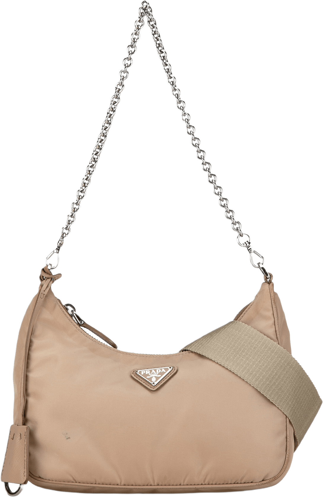 Prada Re-edition 2005 Re-nylon Satchel, från Luxclusif, i färgen nude.
